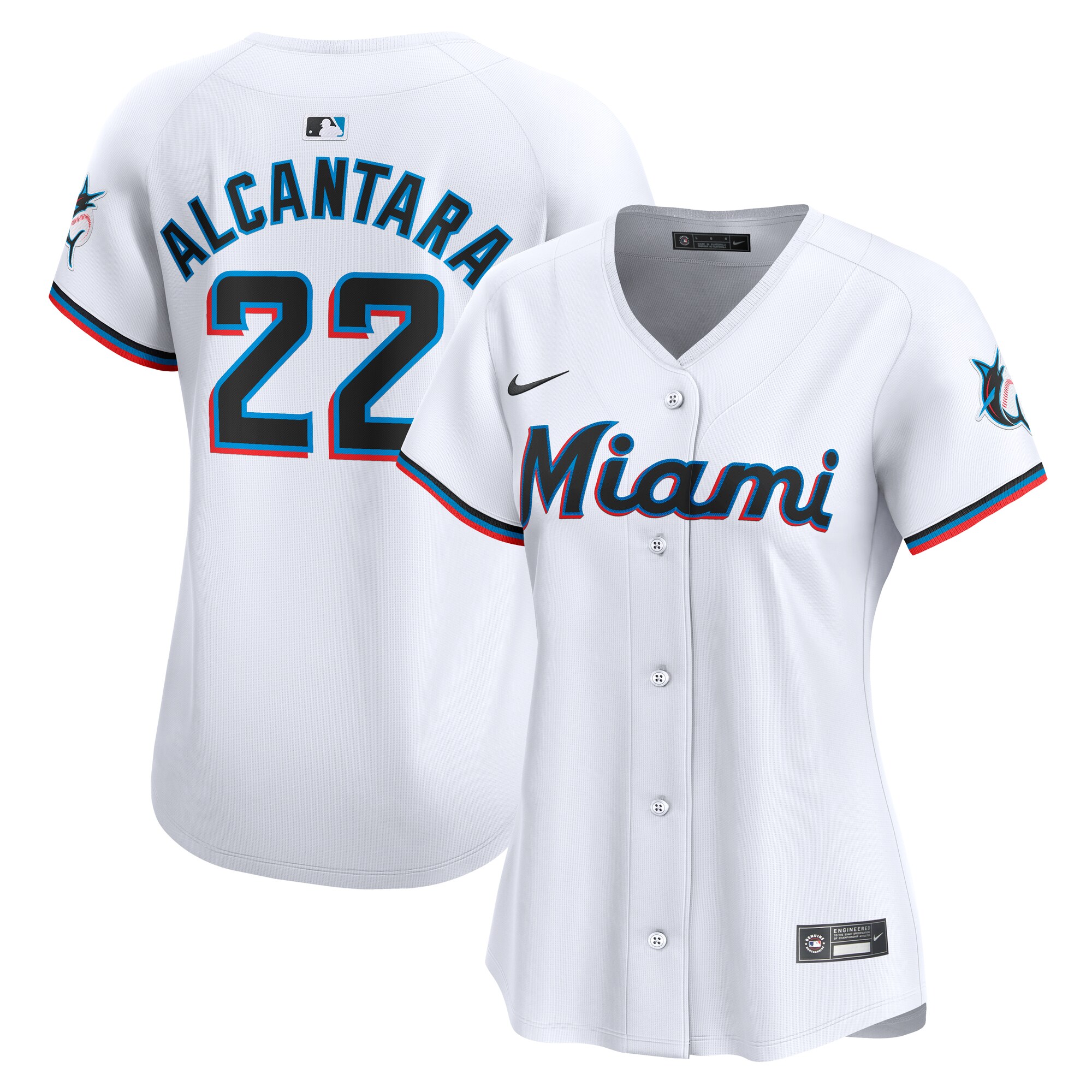 Women's Miami Marlins Sandy Alcantara White Home Limited Player Jersey 