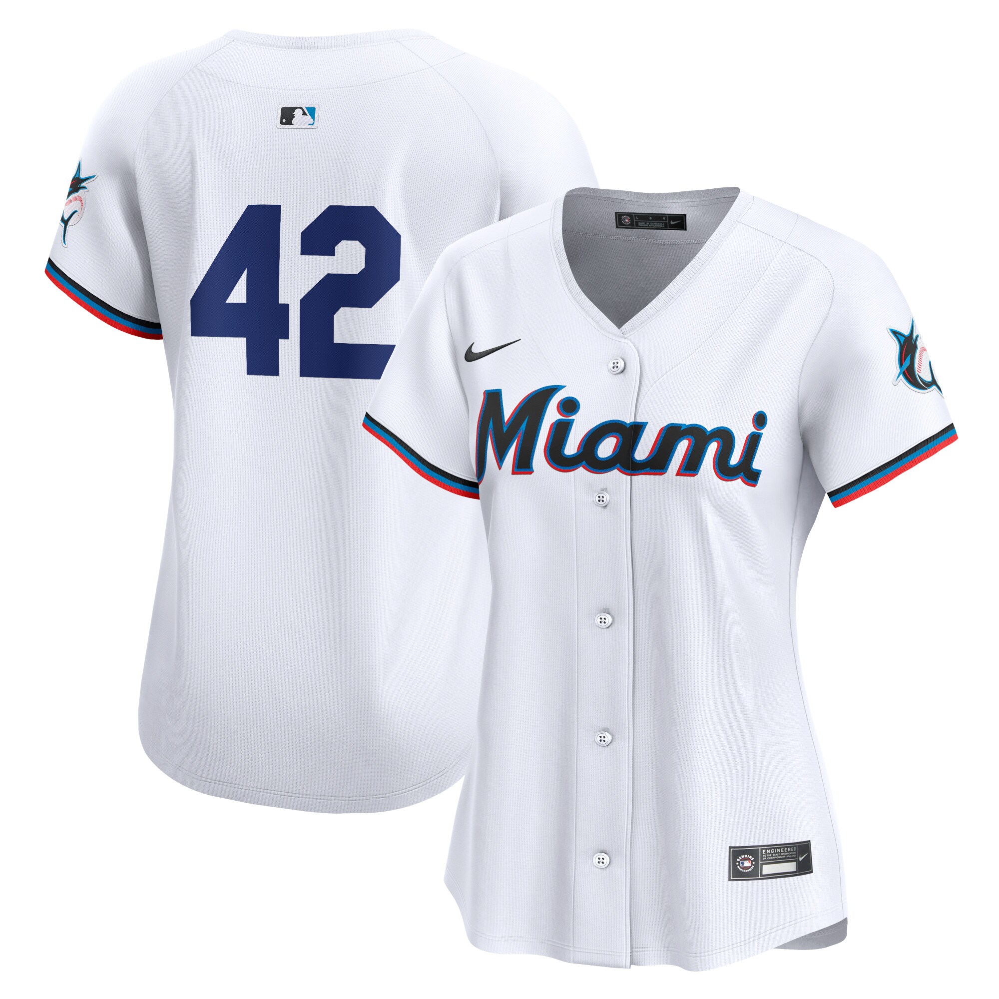 Women's Miami Marlins White 2024 Jackie Robinson Day Home Limited Jersey 