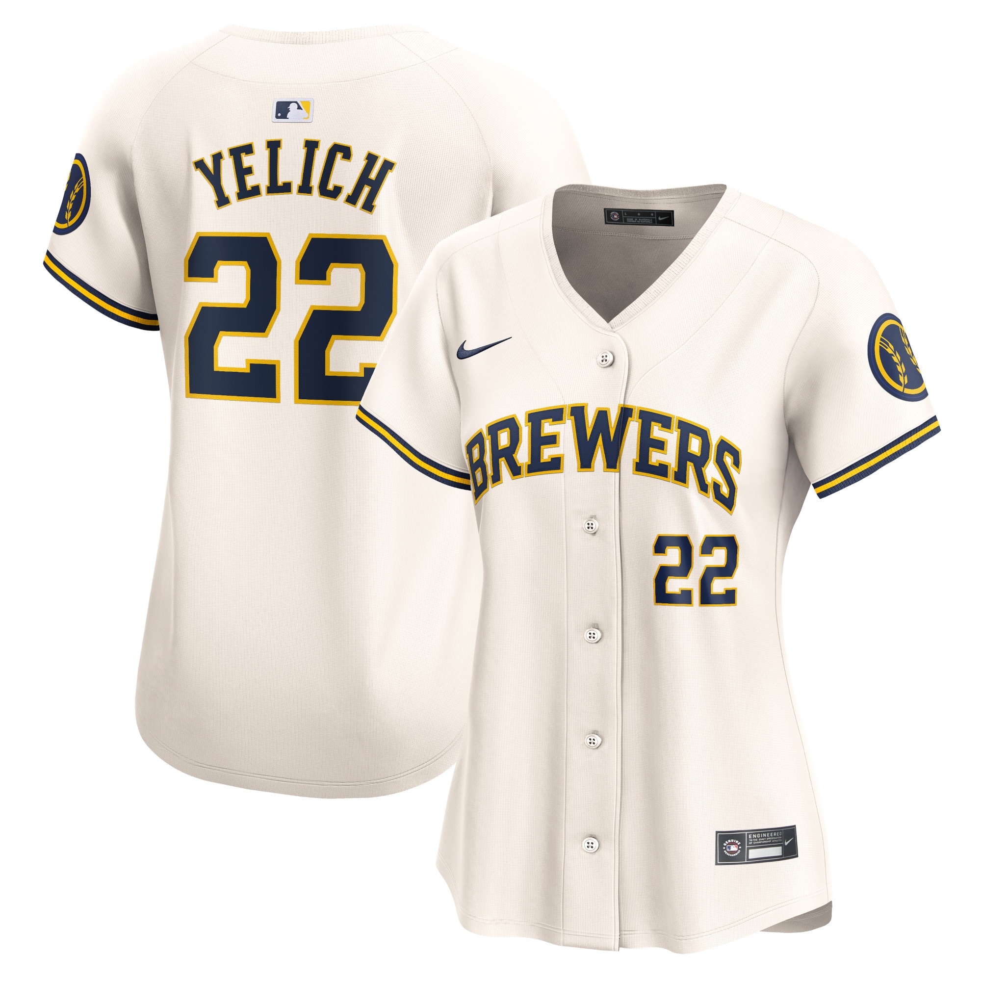Women's Milwaukee Brewers Christian Yelich Cream Home Limited Player Jersey 
