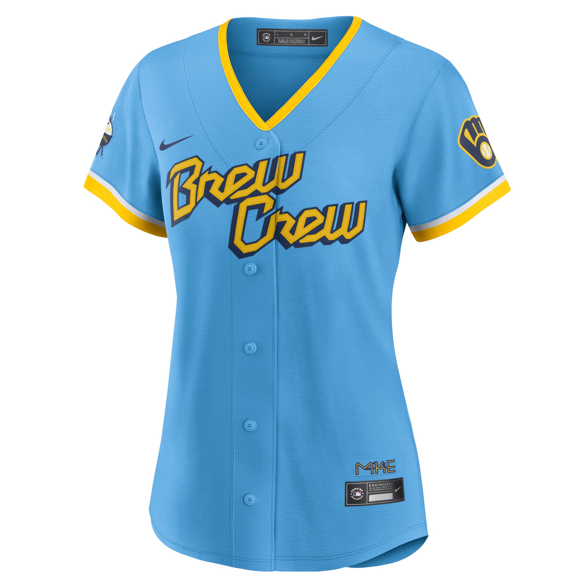 Alternative view of Women's Milwaukee Brewers Christian Yelich Powder Blue City Connect Player Jersey 