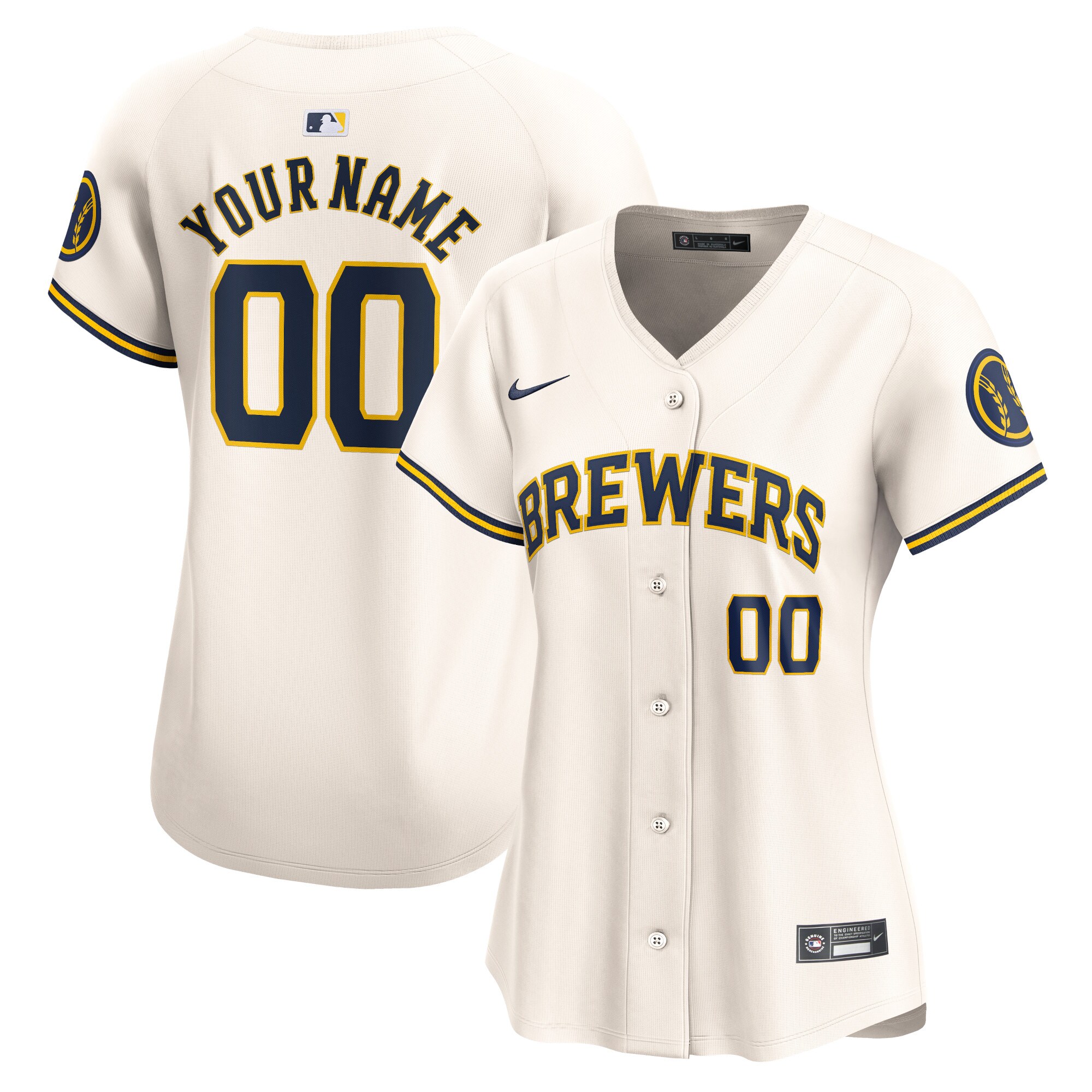 Women's Milwaukee Brewers Cream Home Limited Custom Jersey 