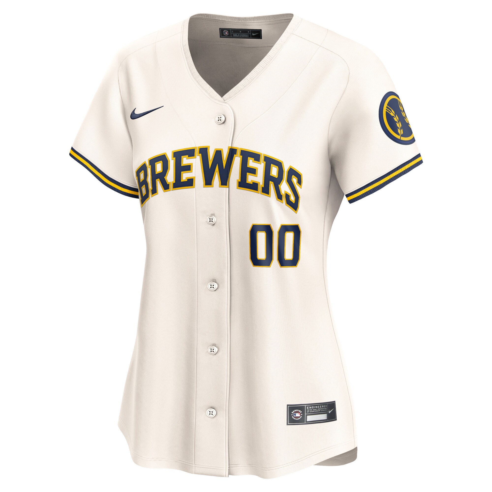 Alternative view of Women's Milwaukee Brewers Cream Home Limited Custom Jersey 