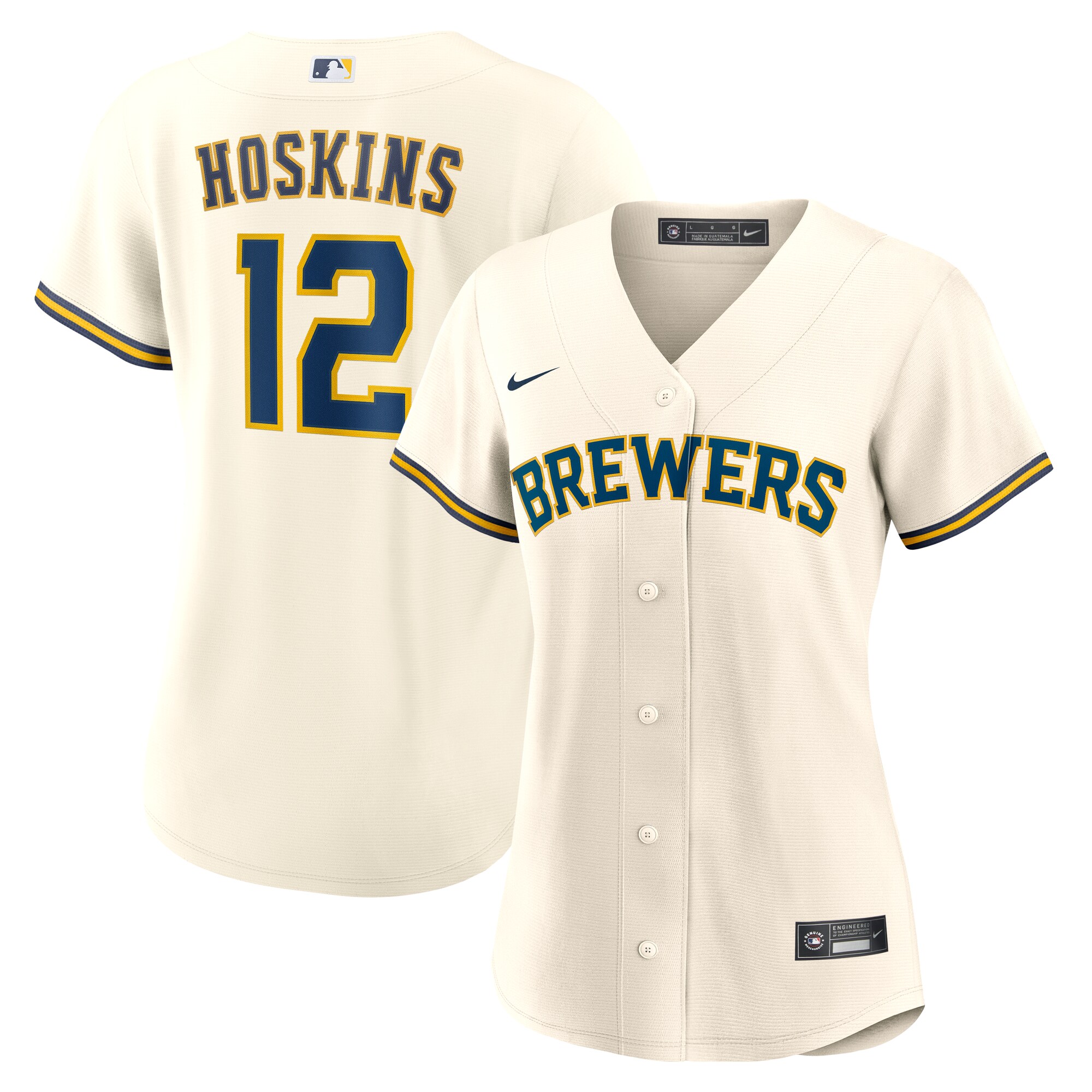 Women's Milwaukee Brewers Rhys Hoskins White Home Jersey 