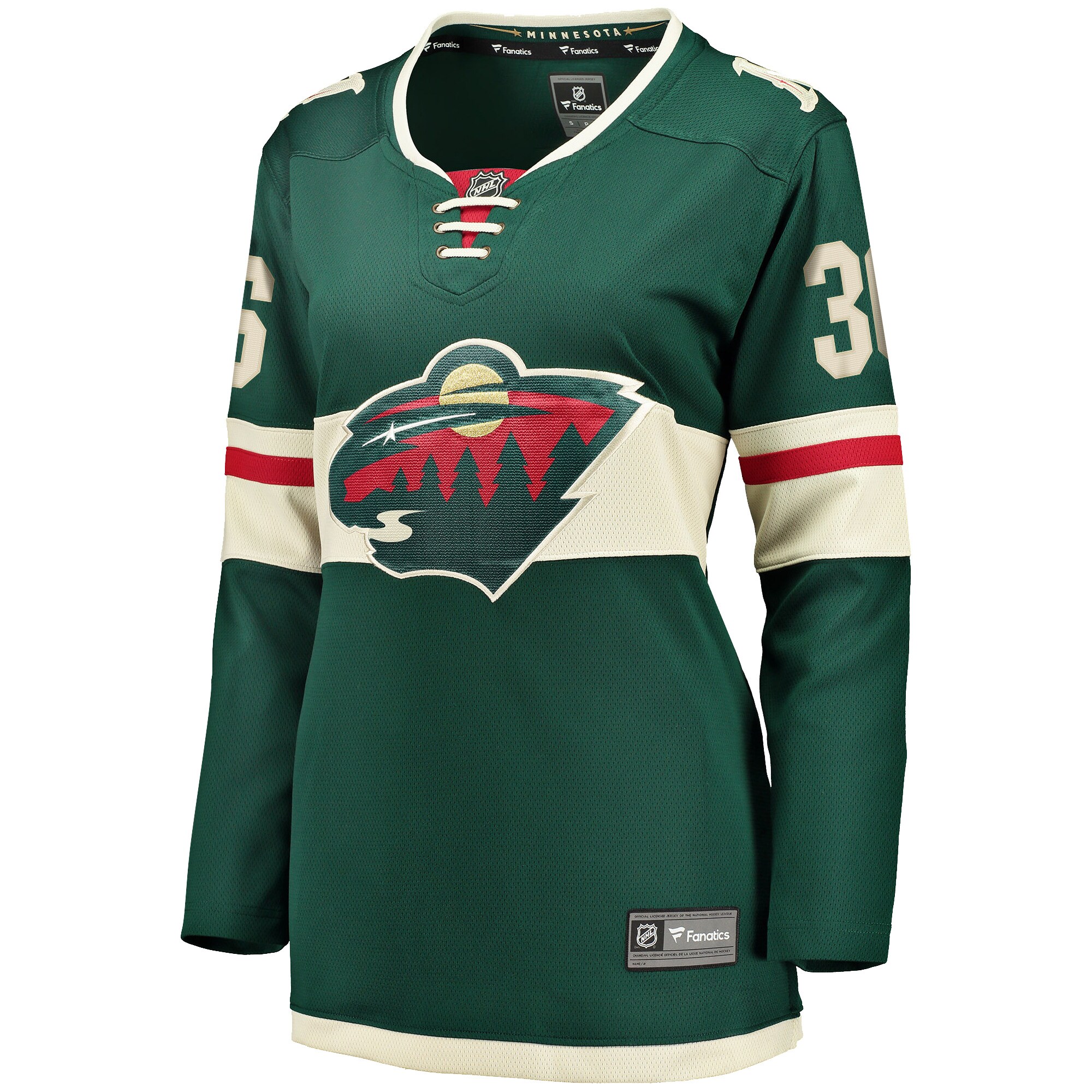 Alternative view of Women's Minnesota Wild Mats Zuccarello Green Breakaway Player Jersey - JS690 