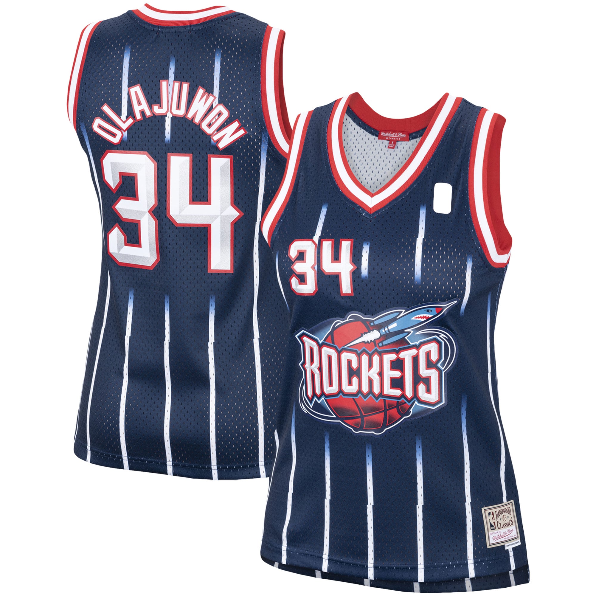 Women's Mitchell & Ness Hakeem Olajuwon Navy Houston Rockets Hardwood Classics Swingman Jersey