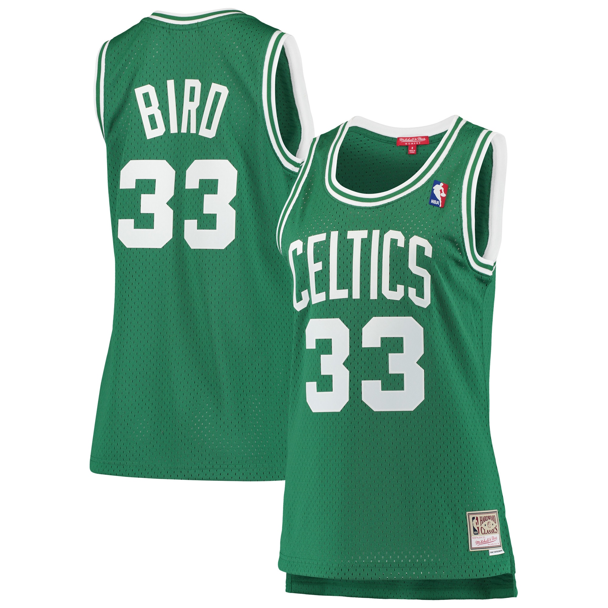 Women's Mitchell & Ness Larry Bird Kelly Green Boston Celtics 1985-86 Hardwood Classics Swingman Jersey - JS585