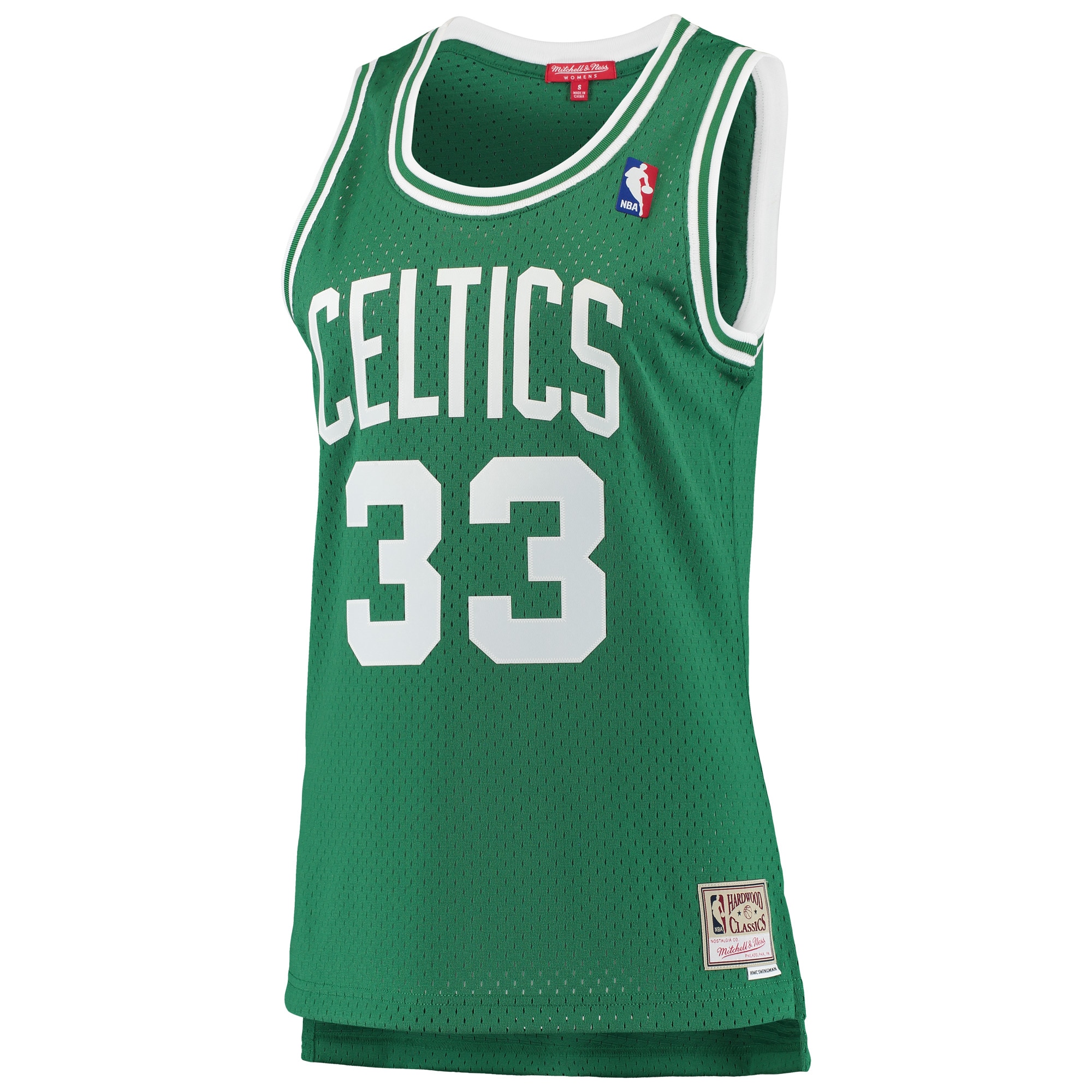 Alternative view of Women's Mitchell & Ness Larry Bird Kelly Green Boston Celtics 1985-86 Hardwood Classics Swingman Jersey - JS585 