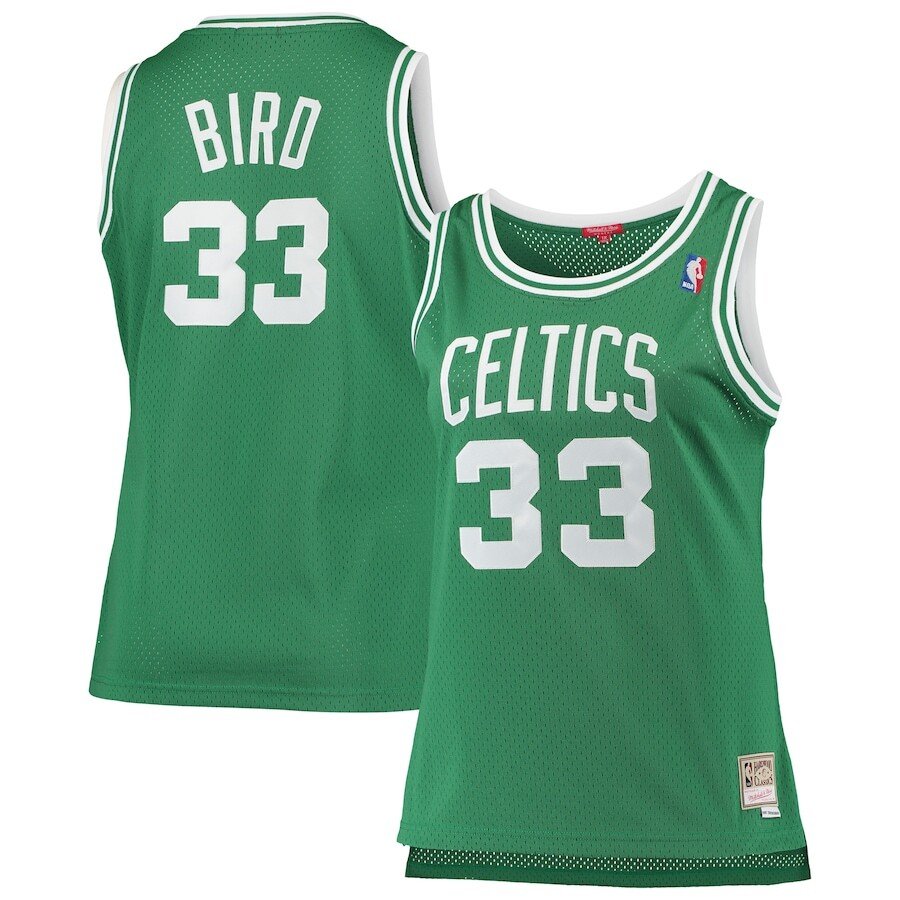 Women's Mitchell & Ness Larry Bird Kelly Green Boston Celtics Plus Size Swingman Jersey