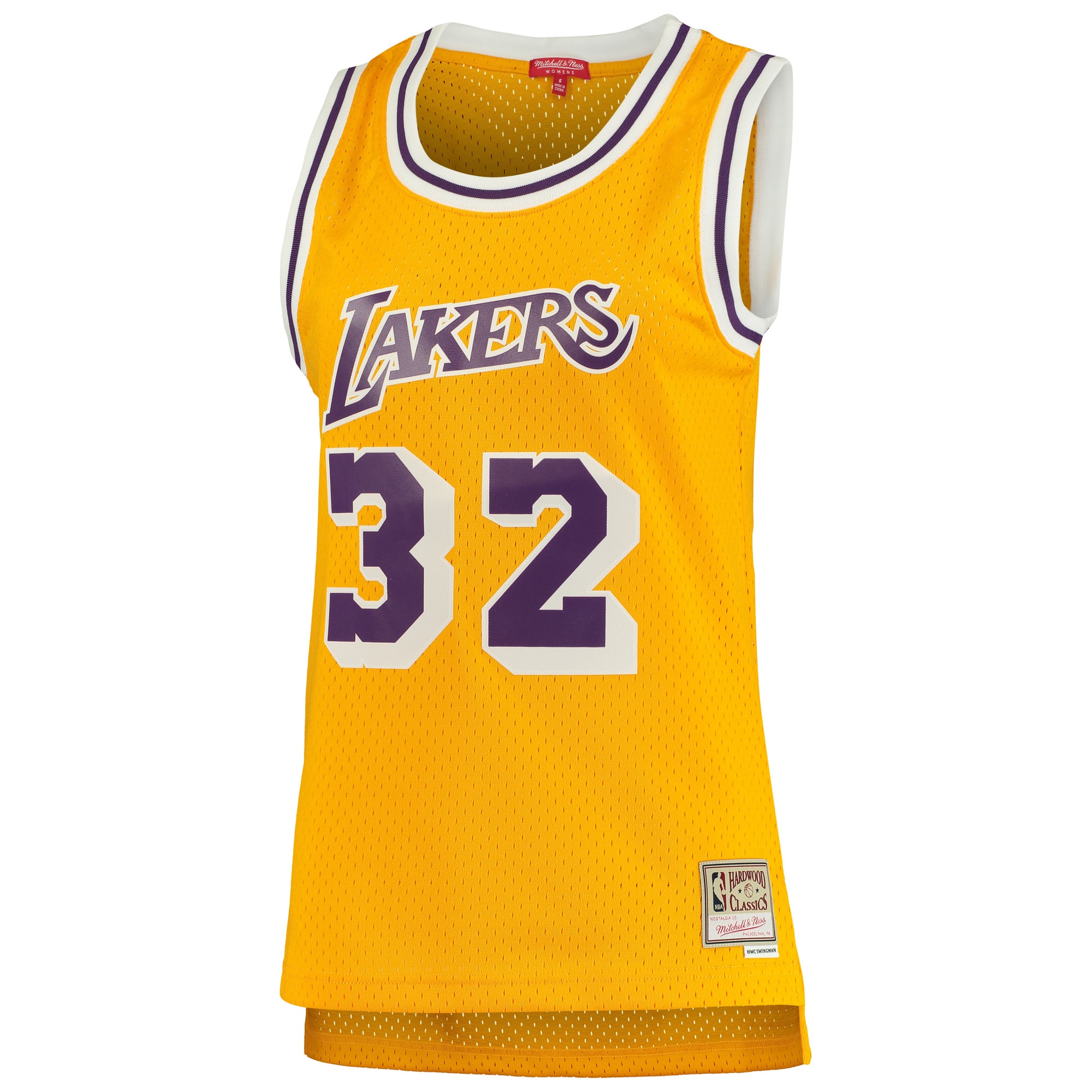 Alternative view of Women's Mitchell & Ness Magic Johnson Gold Los Angeles Lakers 1984-85 Hardwood Classics Swingman Jersey - JS580 