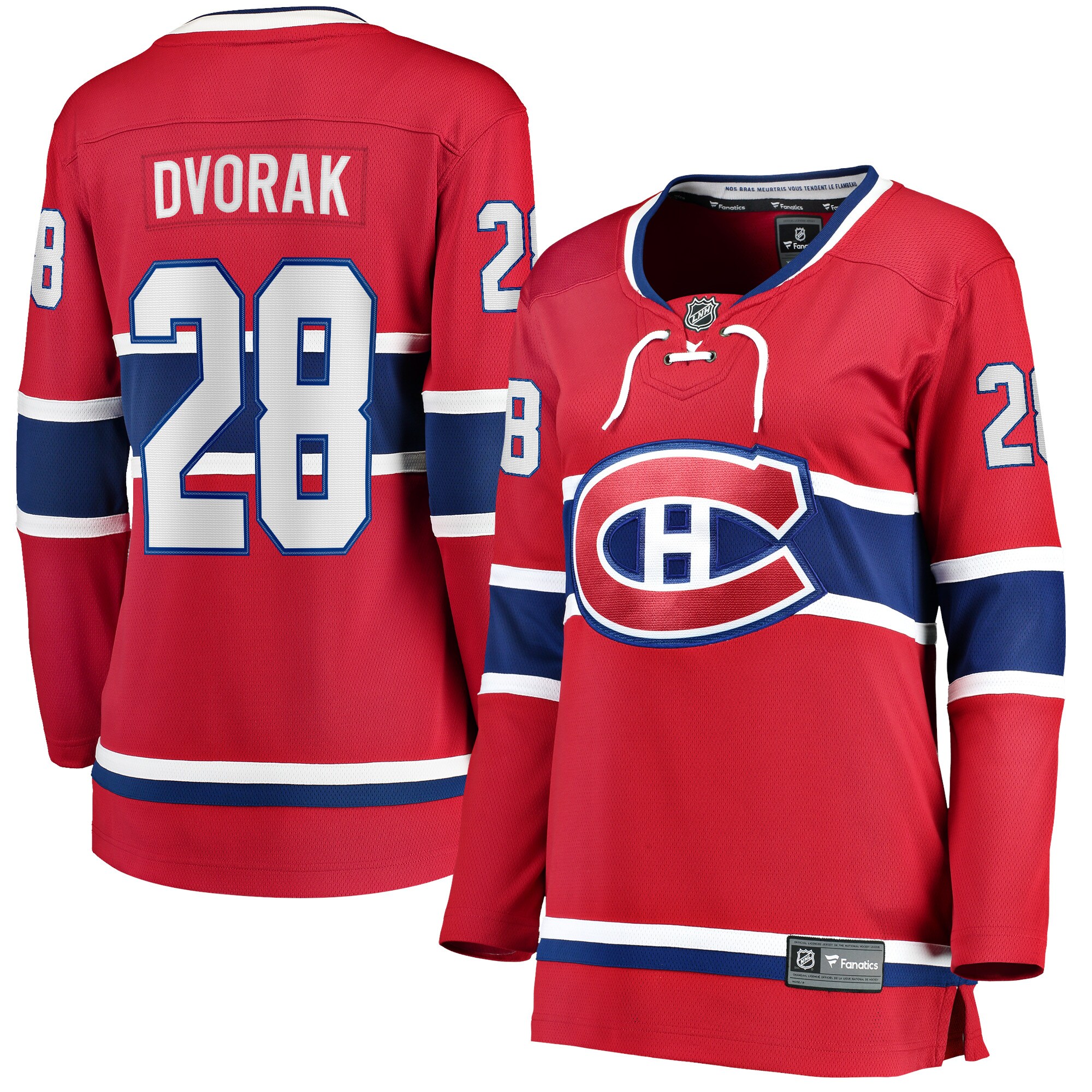 Women's Montreal Canadiens Christian Dvorak Red Home Breakaway Player Jersey - JS589 