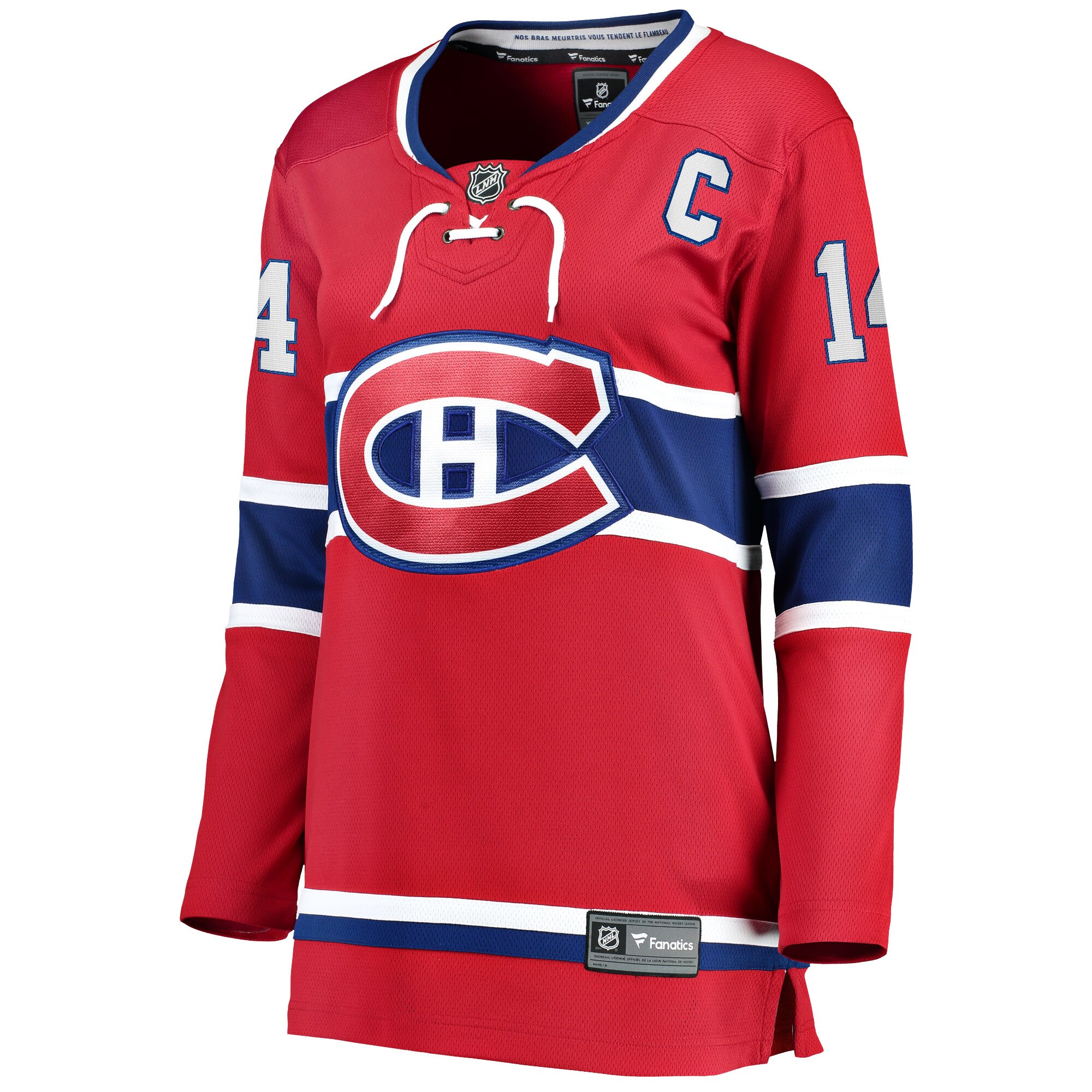Alternative view of Women's Montreal Canadiens Nick Suzuki Red Home Captain Patch Breakaway Player Jersey - JS212 