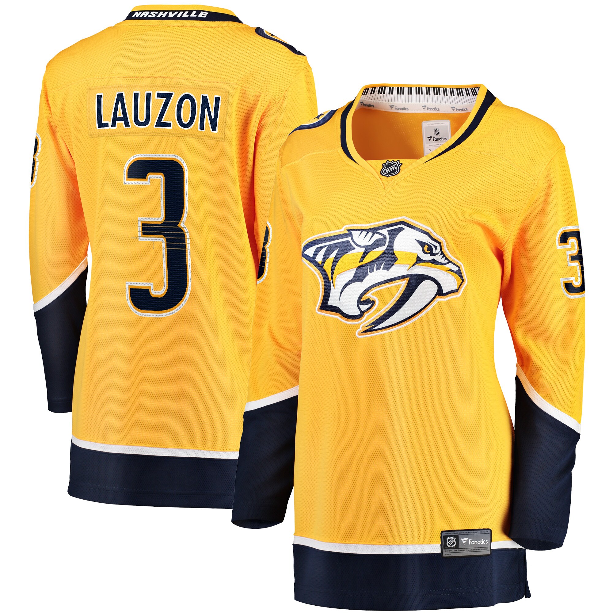 Women's Nashville Predators Jeremy Lauzon Gold Home Breakaway Player Jersey - JS215 