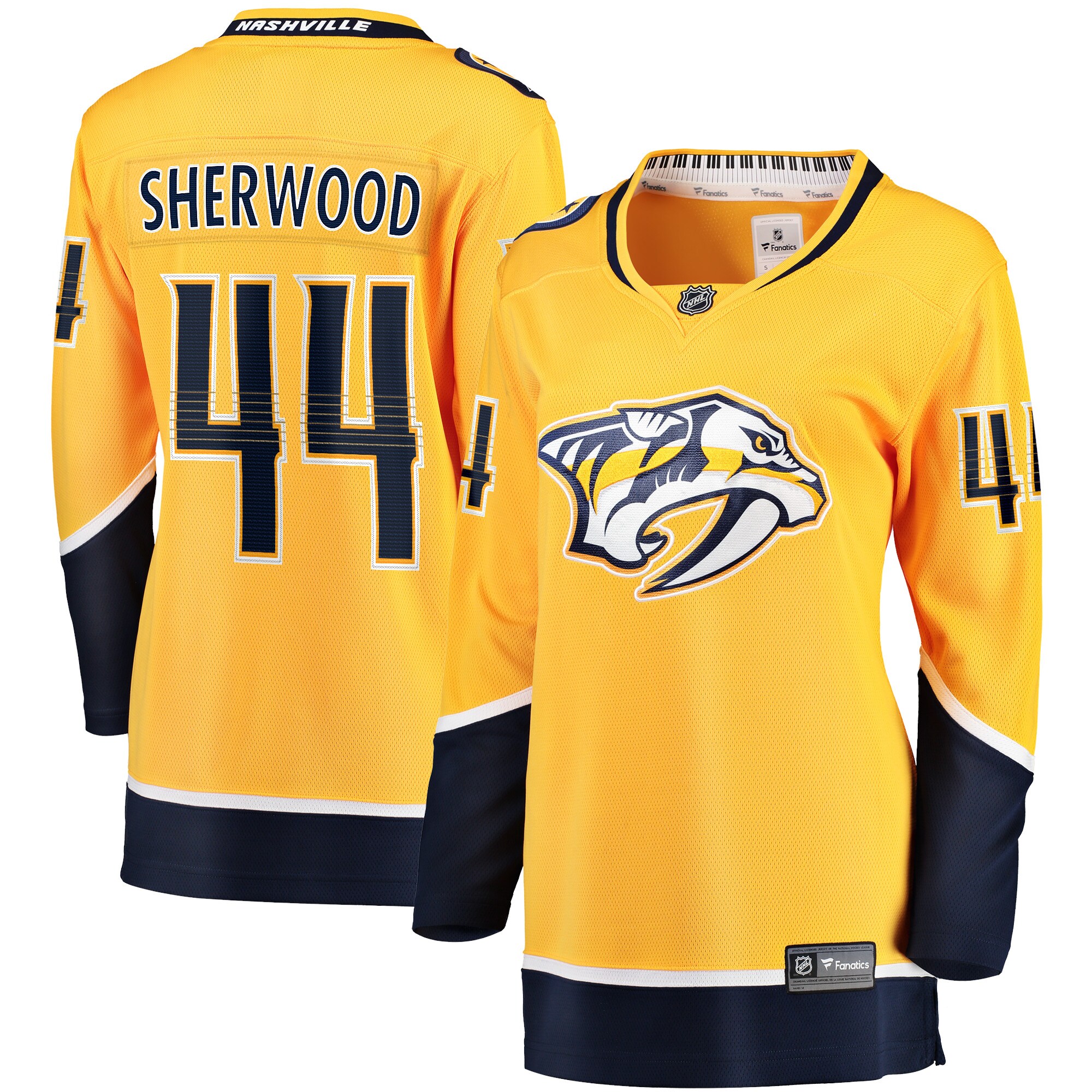 Women's Nashville Predators Kiefer Sherwood Gold Home Breakaway Player Jersey - JS518 