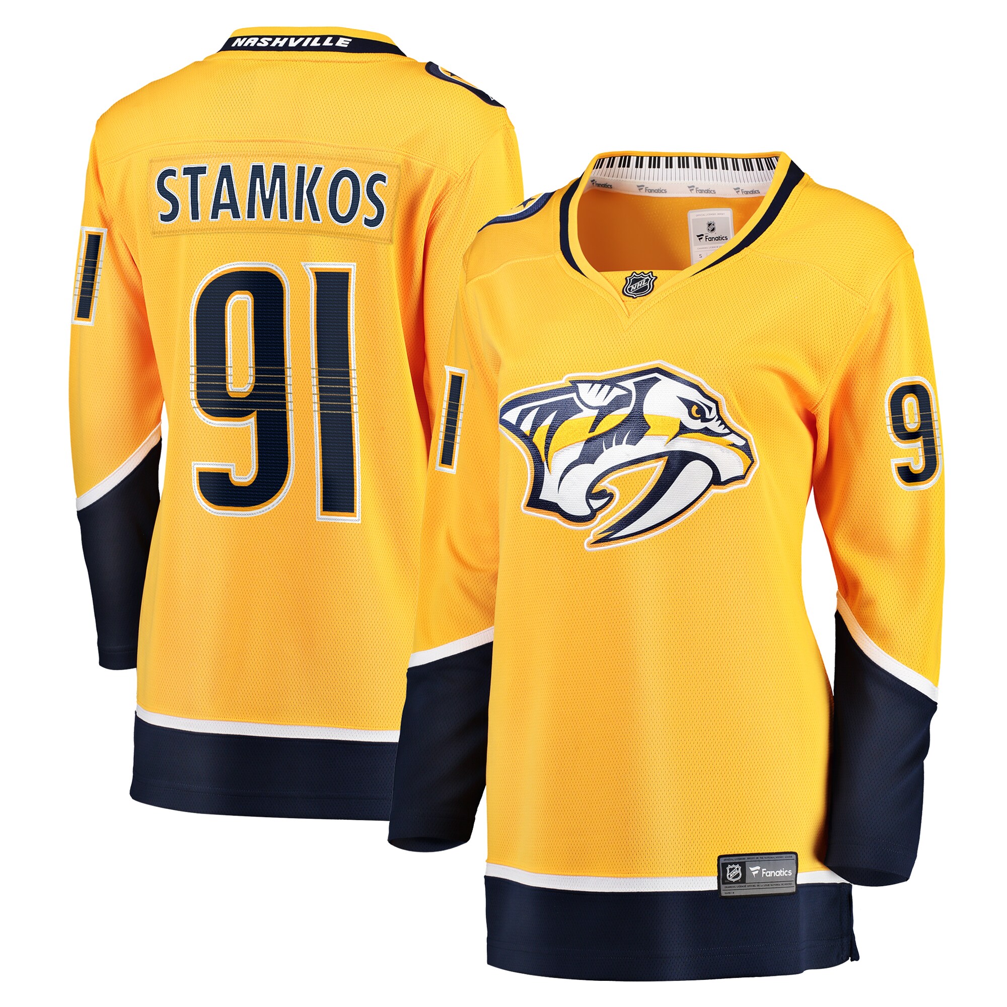 Women's Nashville Predators Steven Stamkos Gold Home Premier Breakaway Player Jersey - JS630 