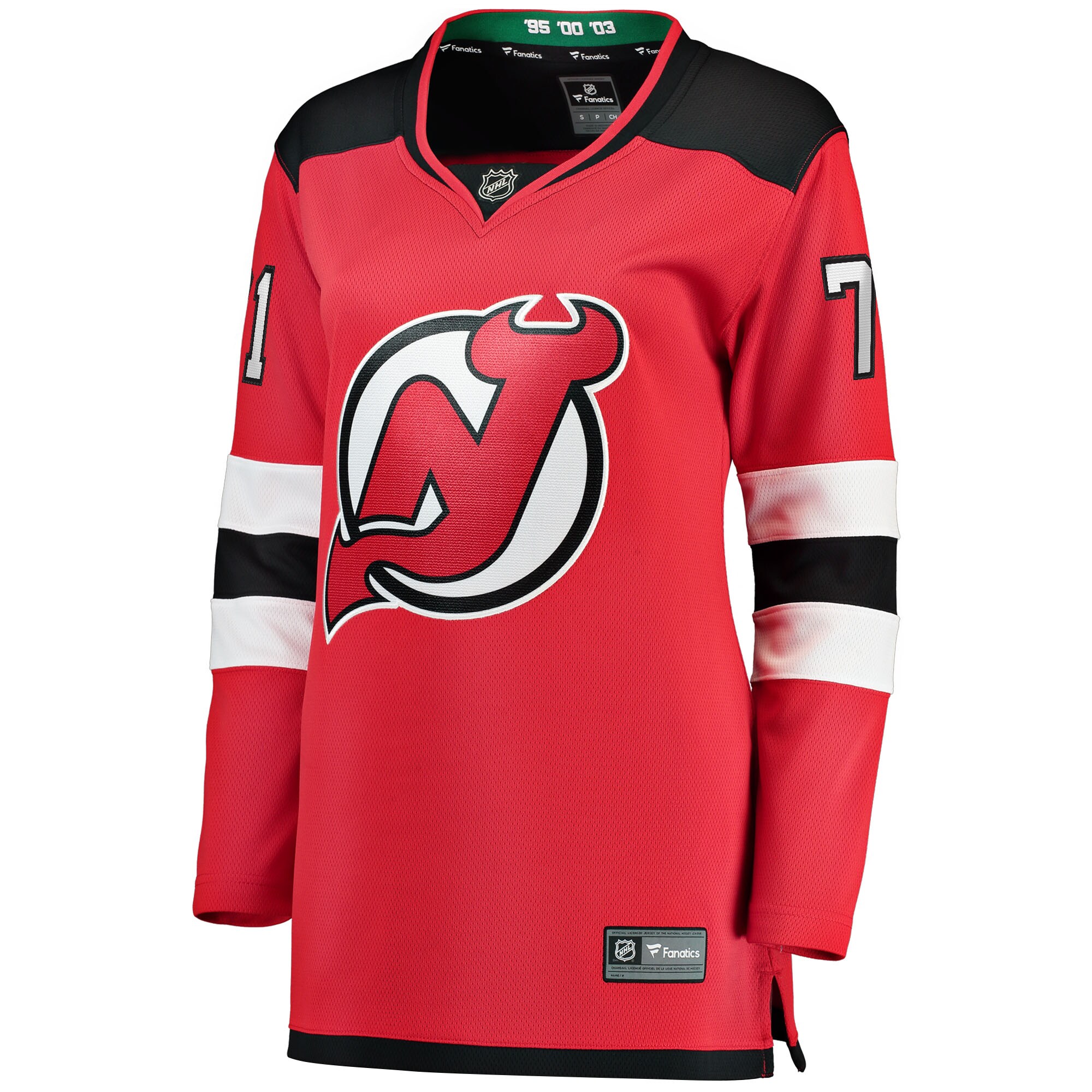 Alternative view of Women's New Jersey Devils Jonas Siegenthaler Red Home Breakaway Player Jersey - JS680 