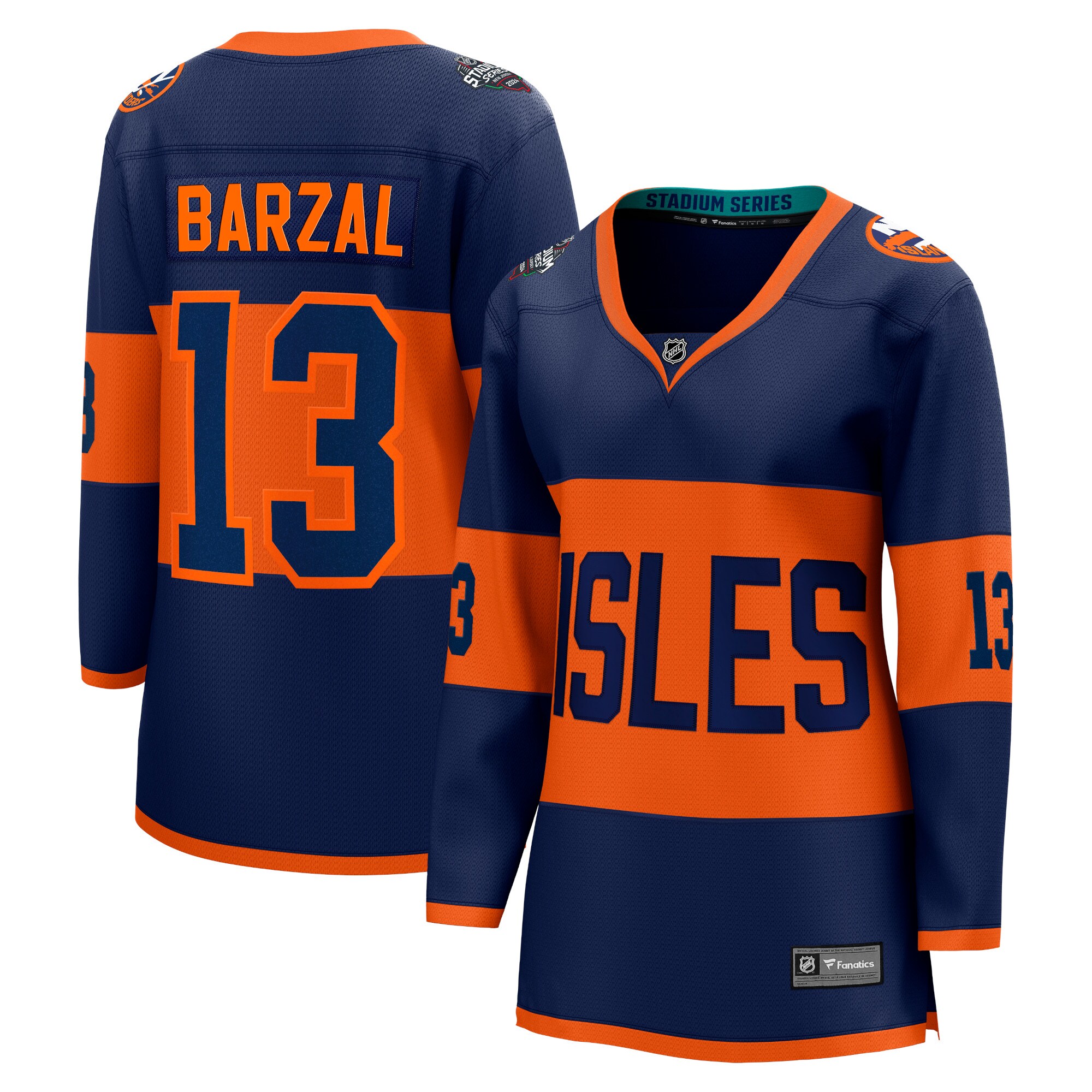 Women's New York Islanders Mathew Barzal Navy 2024 NHL Stadium Series Breakaway Player Jersey - JS489 