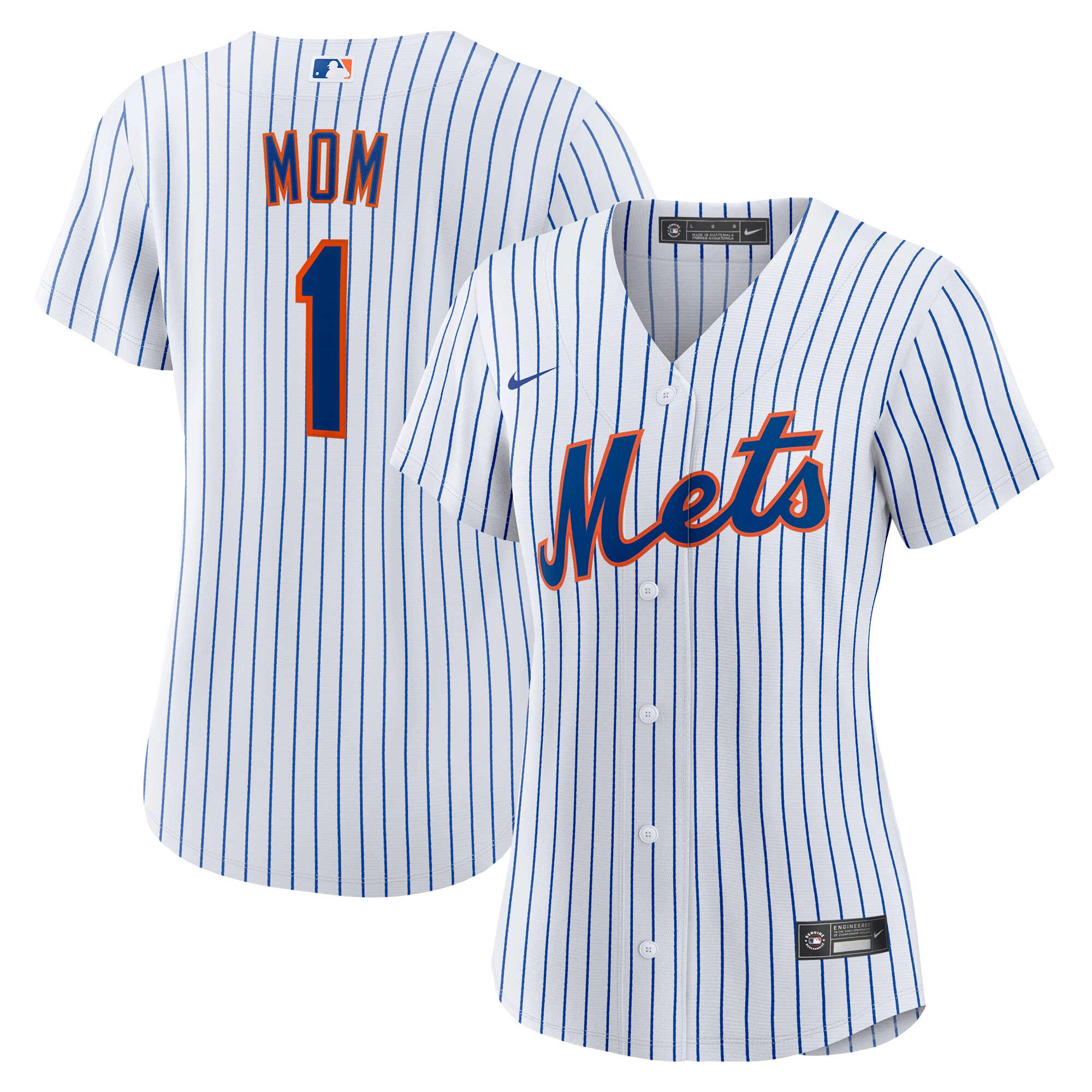 Women's New York Mets White #1 Mom Home Jersey 