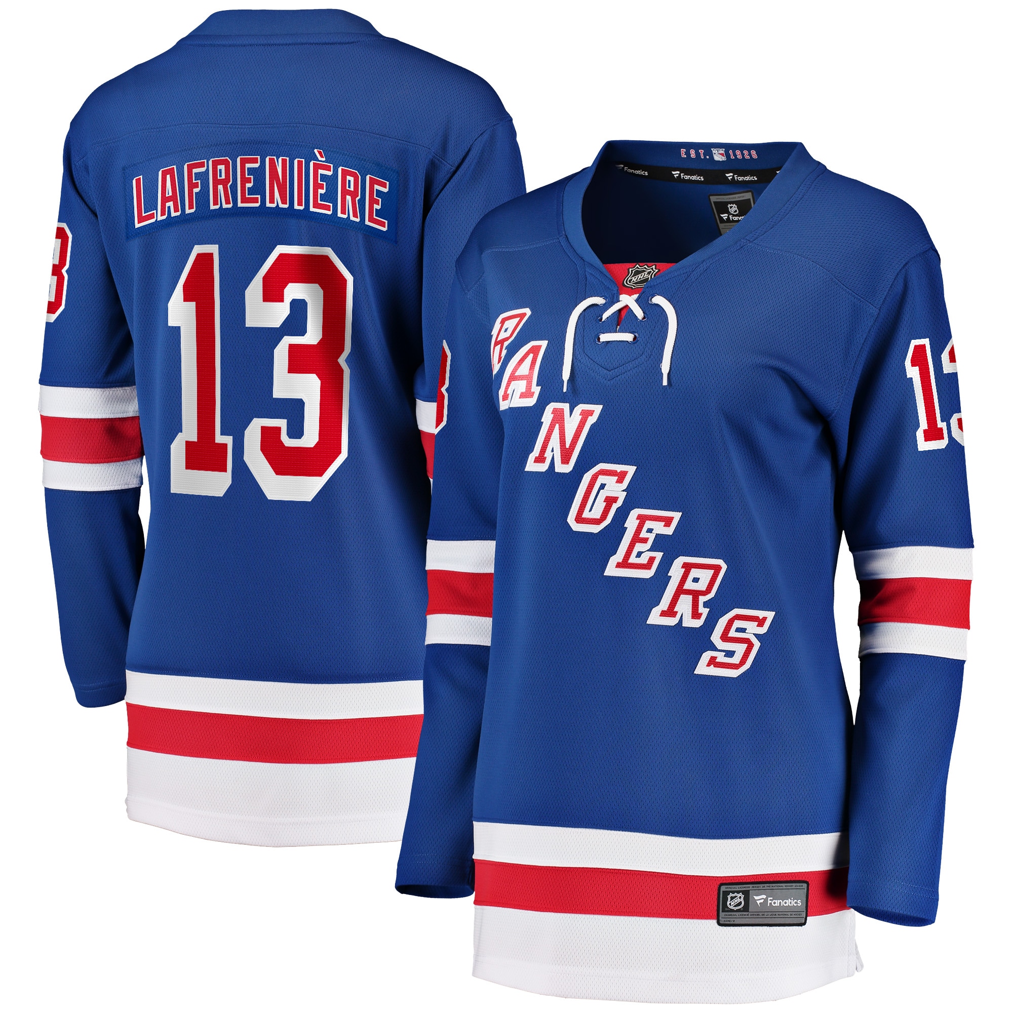 Women's New York Rangers Alexis Lafrenière Blue Breakaway Player Jersey - JS561 