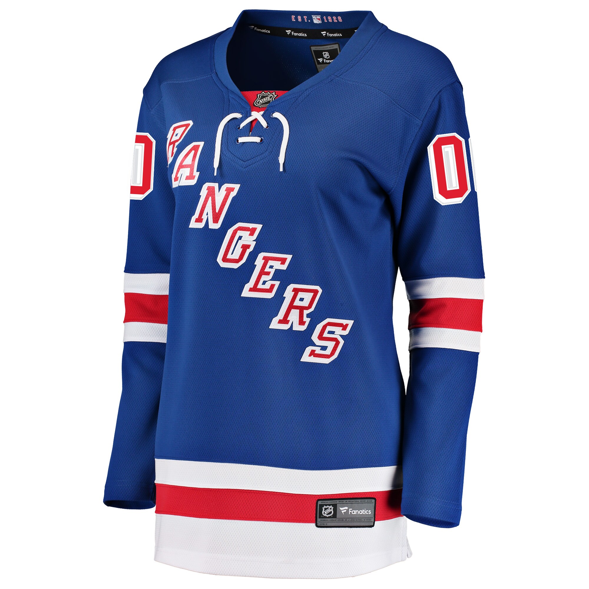 Alternative view of Women's New York Rangers Blue Home Breakaway Custom Jersey - JS477 