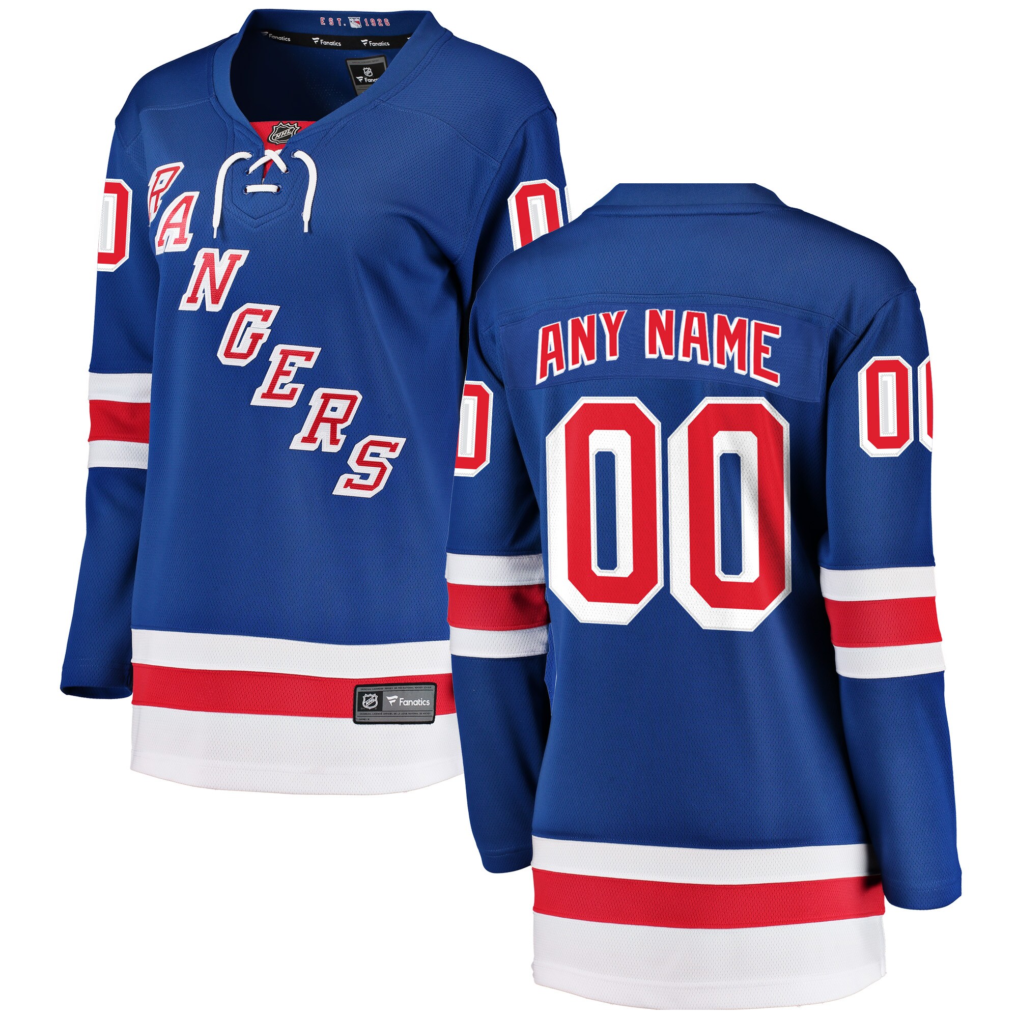 Women's New York Rangers Blue Home Breakaway Custom Jersey - JS477 