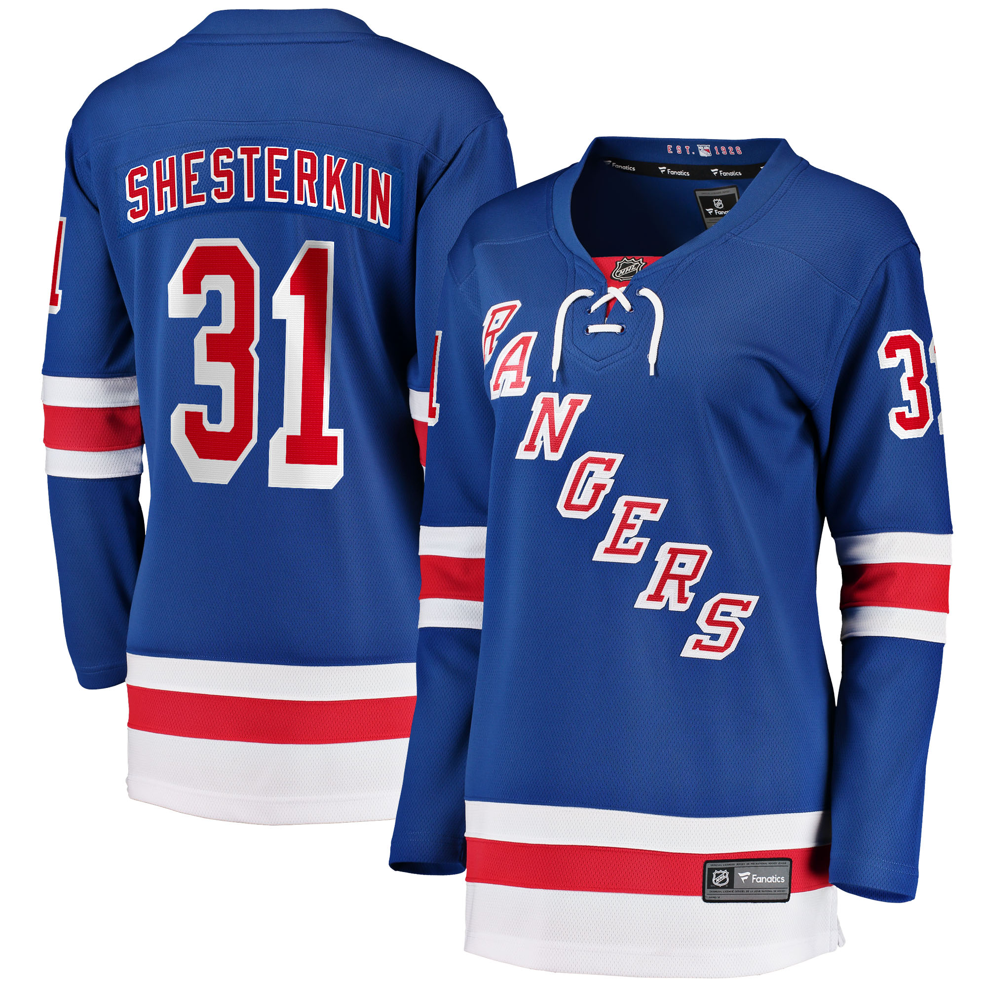 Women's New York Rangers Igor Shesterkin Blue Home Breakaway Jersey - JS632 