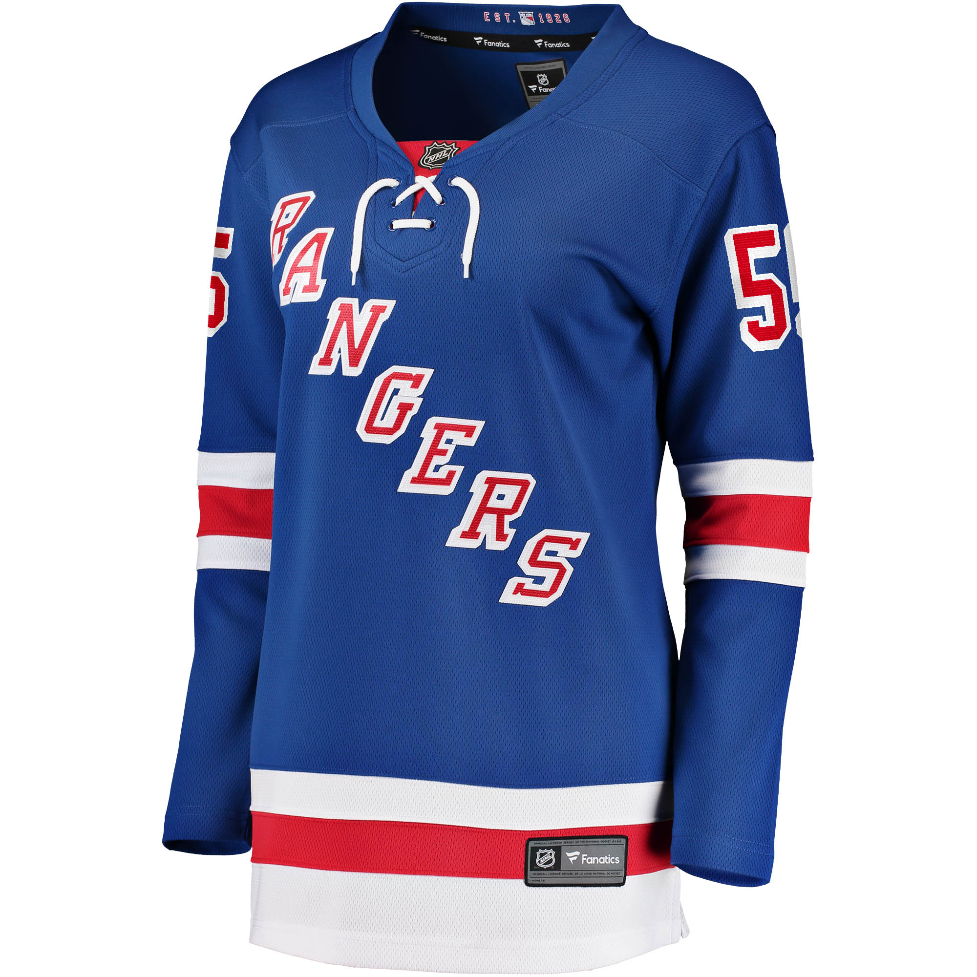 Alternative view of Women's New York Rangers Ryan Lindgren Blue Home Breakaway Jersey - JS985 