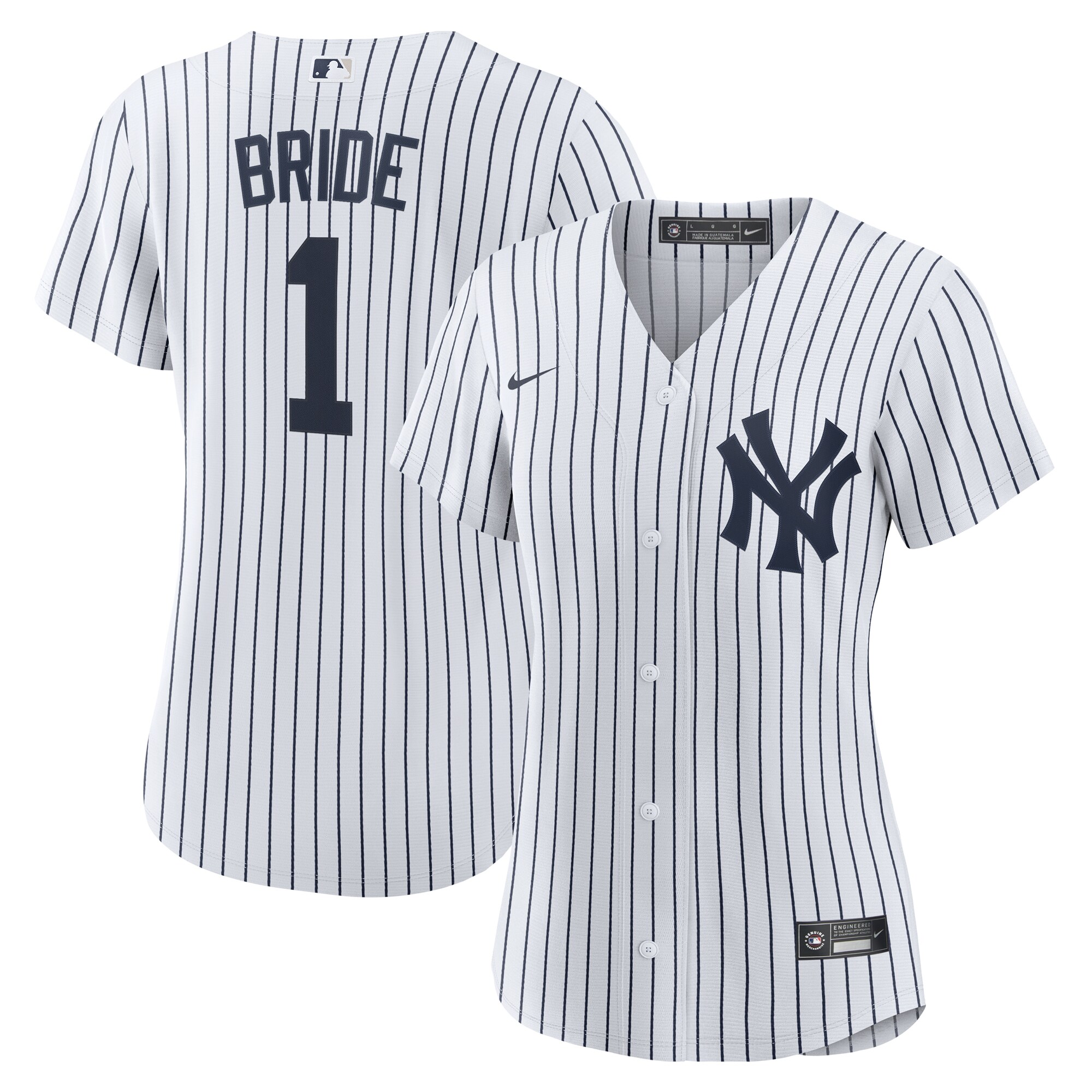 Women's New York Yankees White #1 Bride Home Jersey 