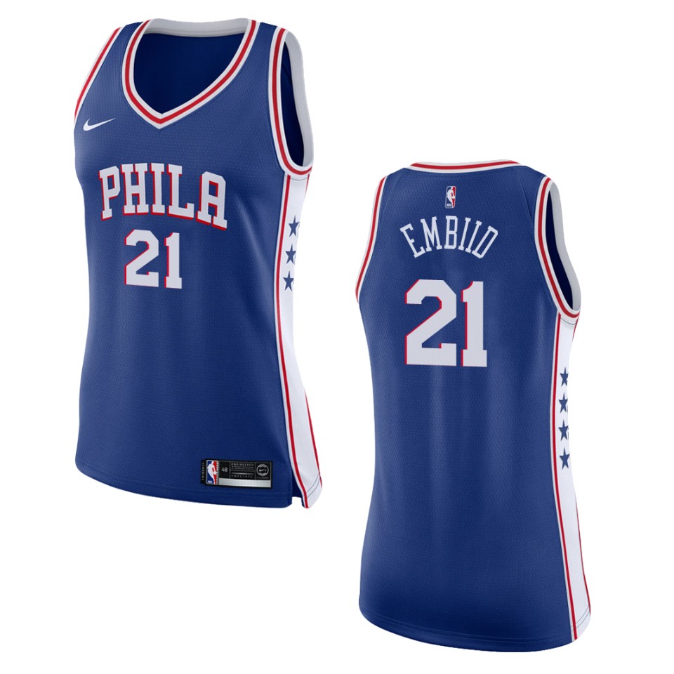 Women's Philadelphia 76ers #21 Joel Embiid Icon Swingman Jersey - Royal