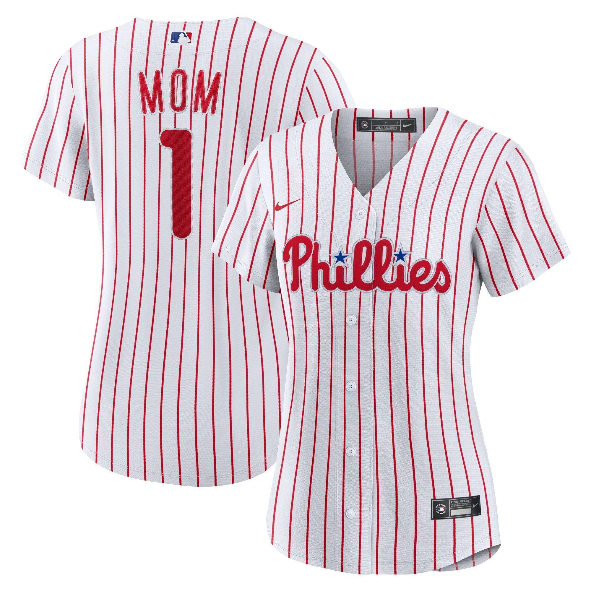 Women's Philadelphia Phillies White #1 Mom Home Jersey 