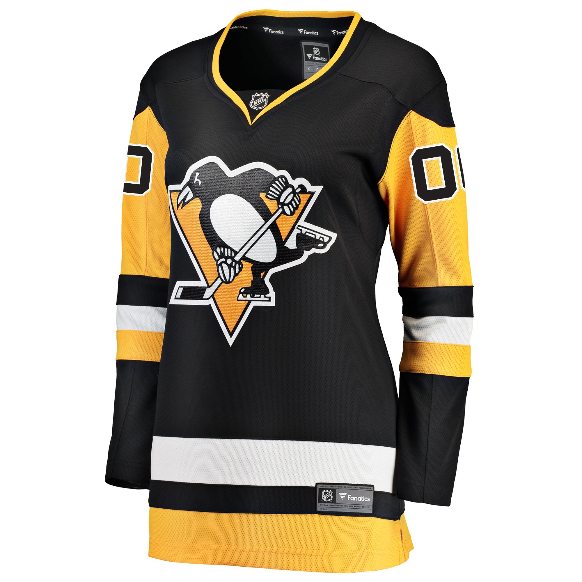 Alternative view of Women's Pittsburgh Penguins Black Home Breakaway Custom Jersey - JS145 