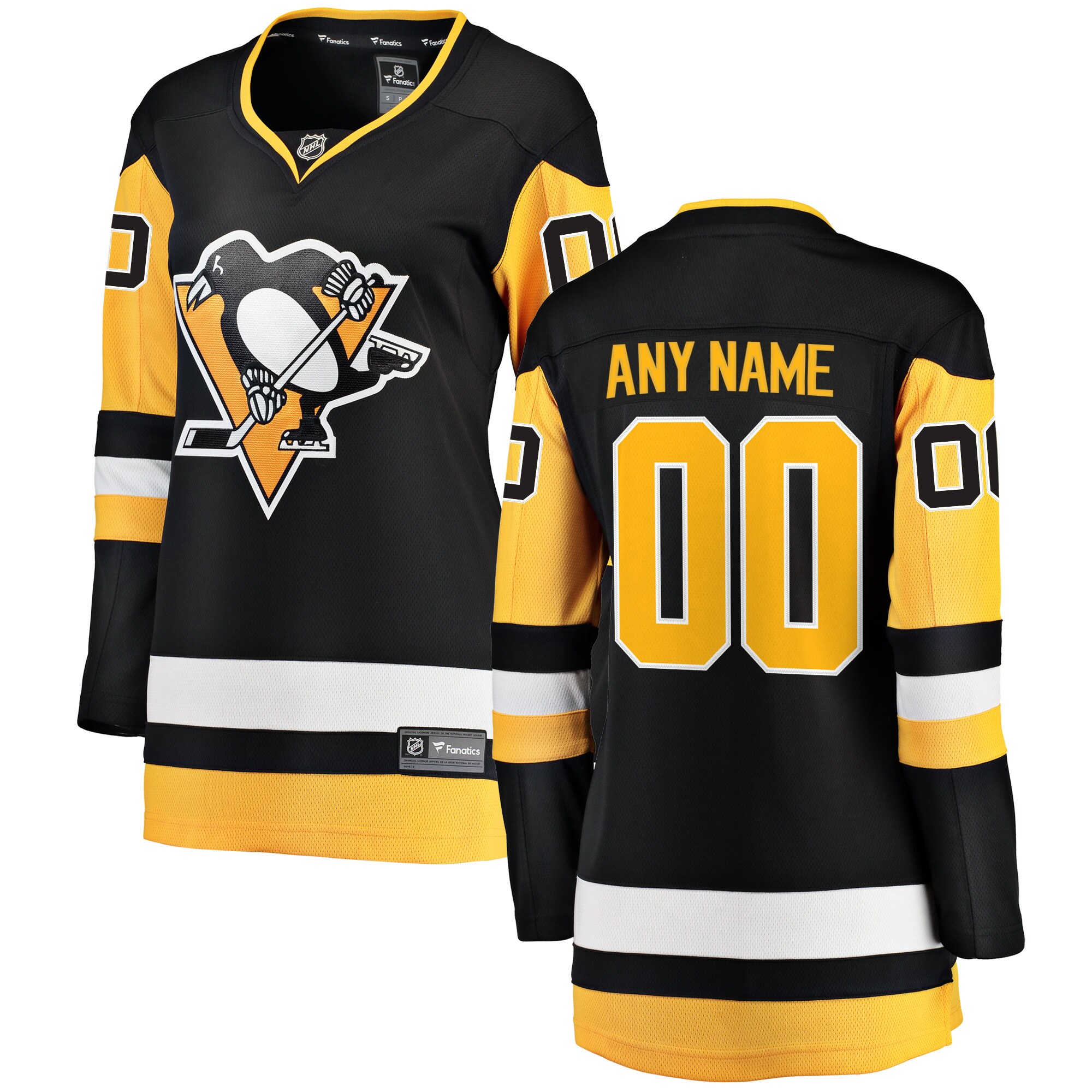 Women's Pittsburgh Penguins Black Home Breakaway Custom Jersey - JS145 