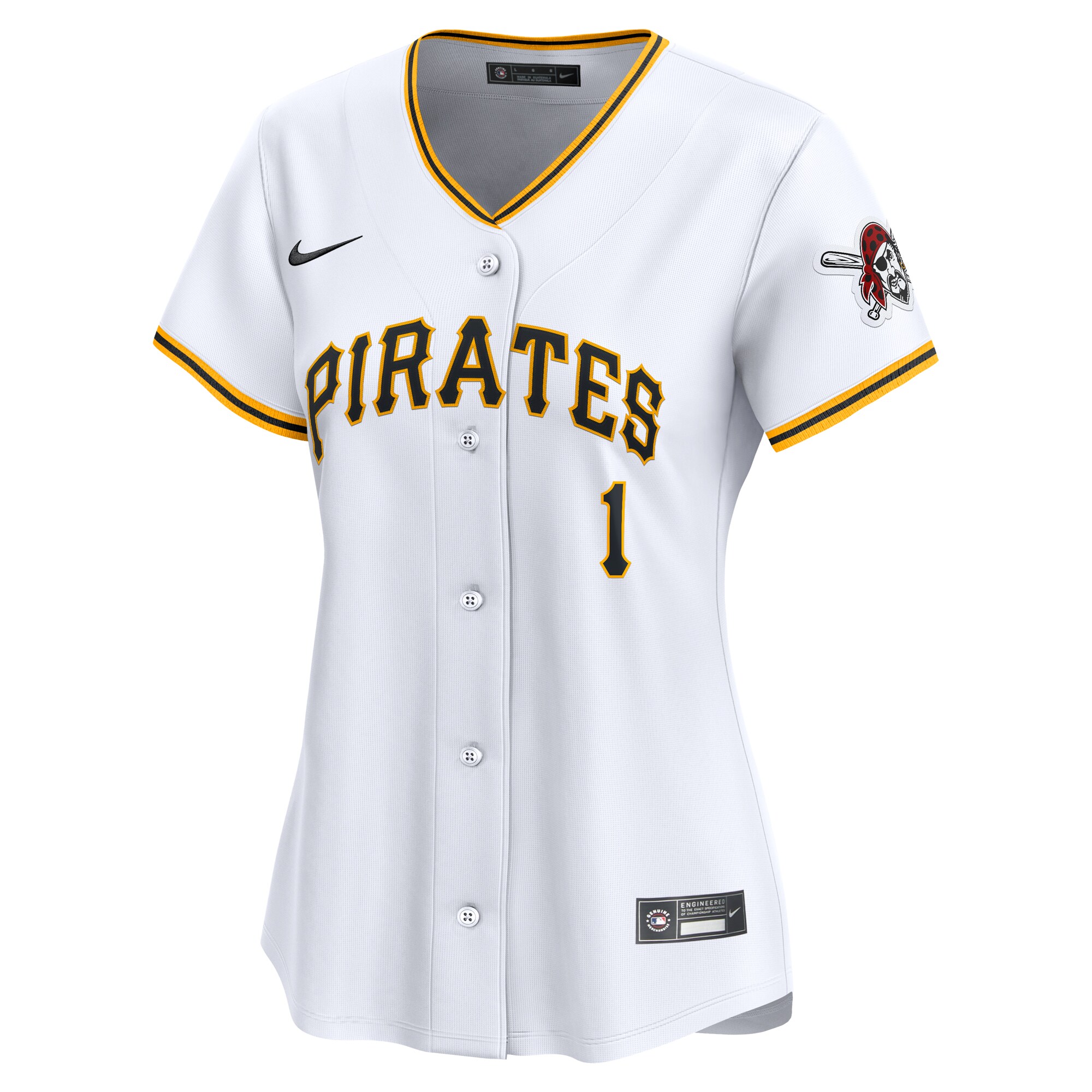 Alternative view of Women's Pittsburgh Pirates White #1 Mom Home Limited Jersey 
