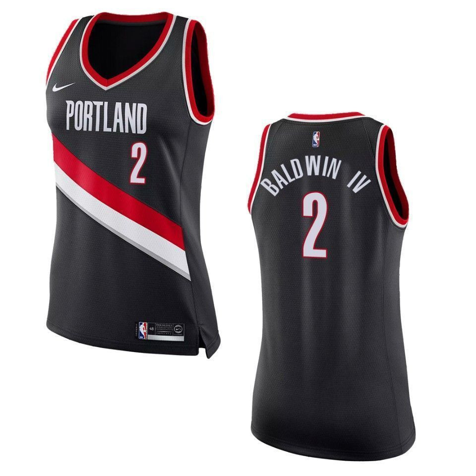 Women's Portland Trail Blazers 2 Wade Baldwin Iv Icon Swingman Jersey - Black - JS478 