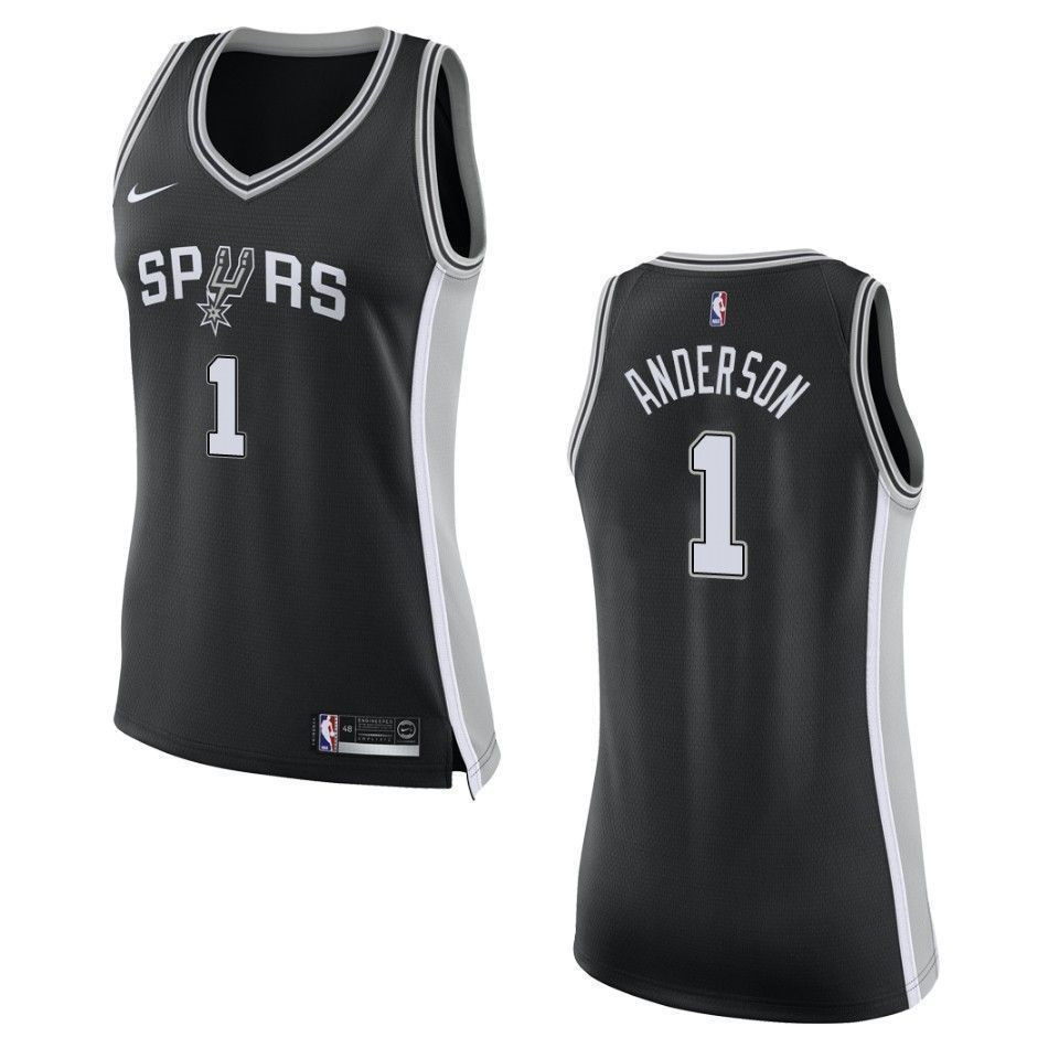 Women's San Antonio Spurs 1 Kyle Anderson Icon Swingman Jersey - Black - JS775 