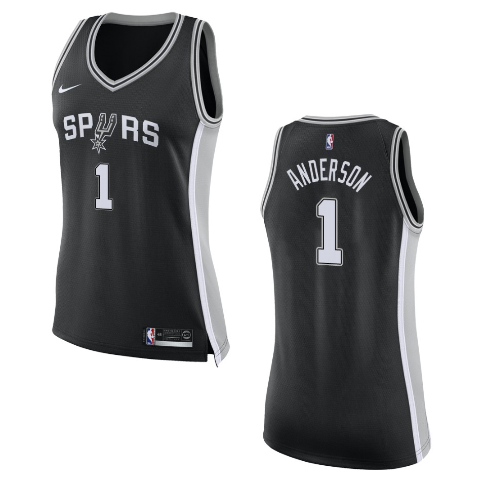 Women's San Antonio Spurs #1 Kyle Anderson Icon Swingman Jersey - Black