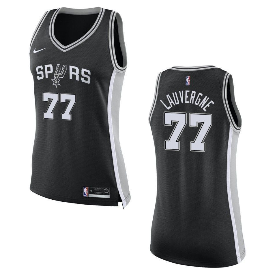 Women's San Antonio Spurs 77 Joffrey Lauvergne Icon Swingman Jersey - Black - JS970 