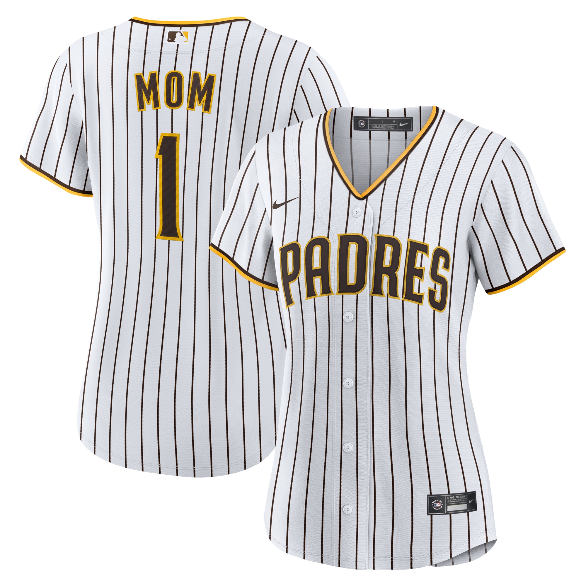 Women's San Diego Padres White #1 Mom Home Jersey 