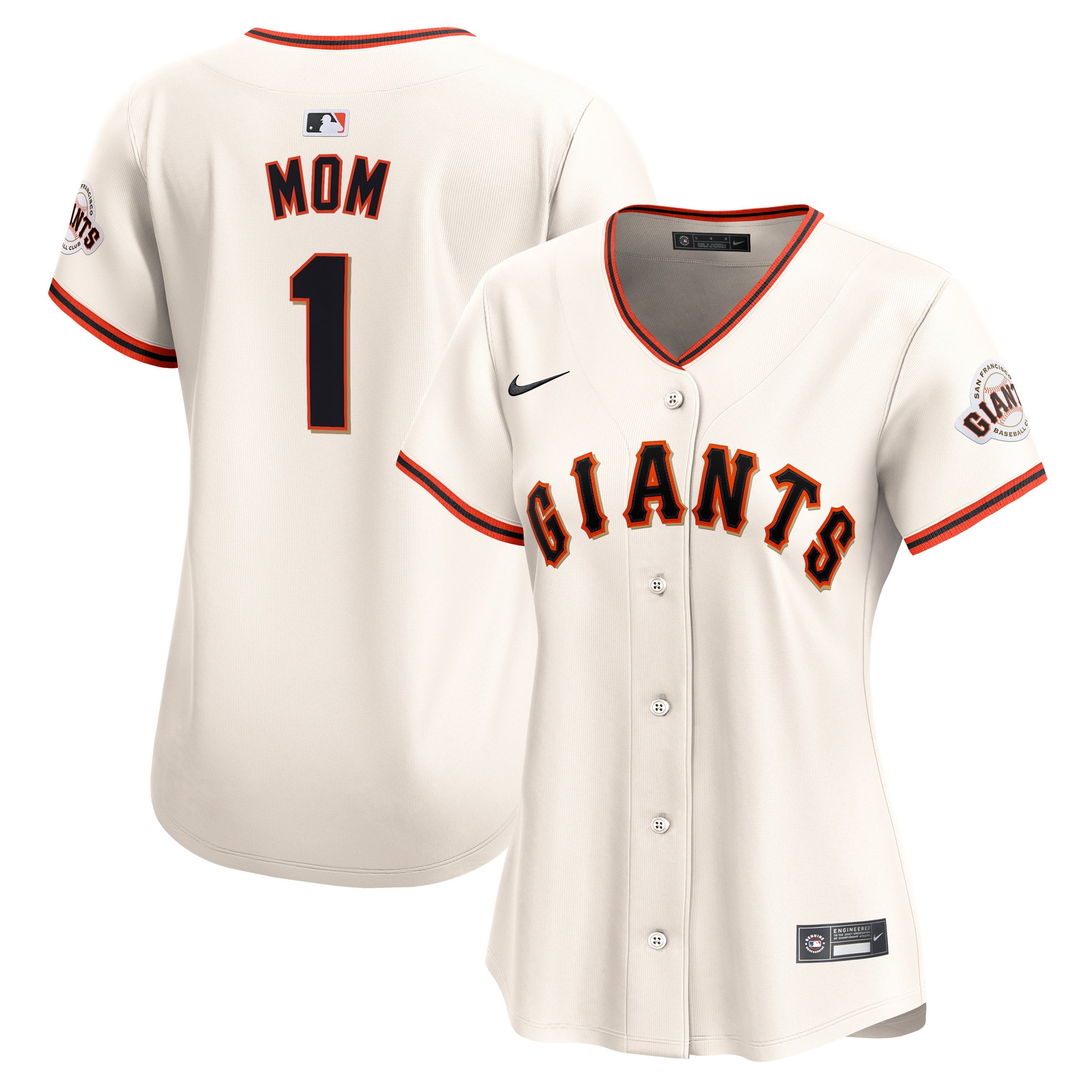 Women's San Francisco Giants Cream #1 Mom Home Limited Jersey 