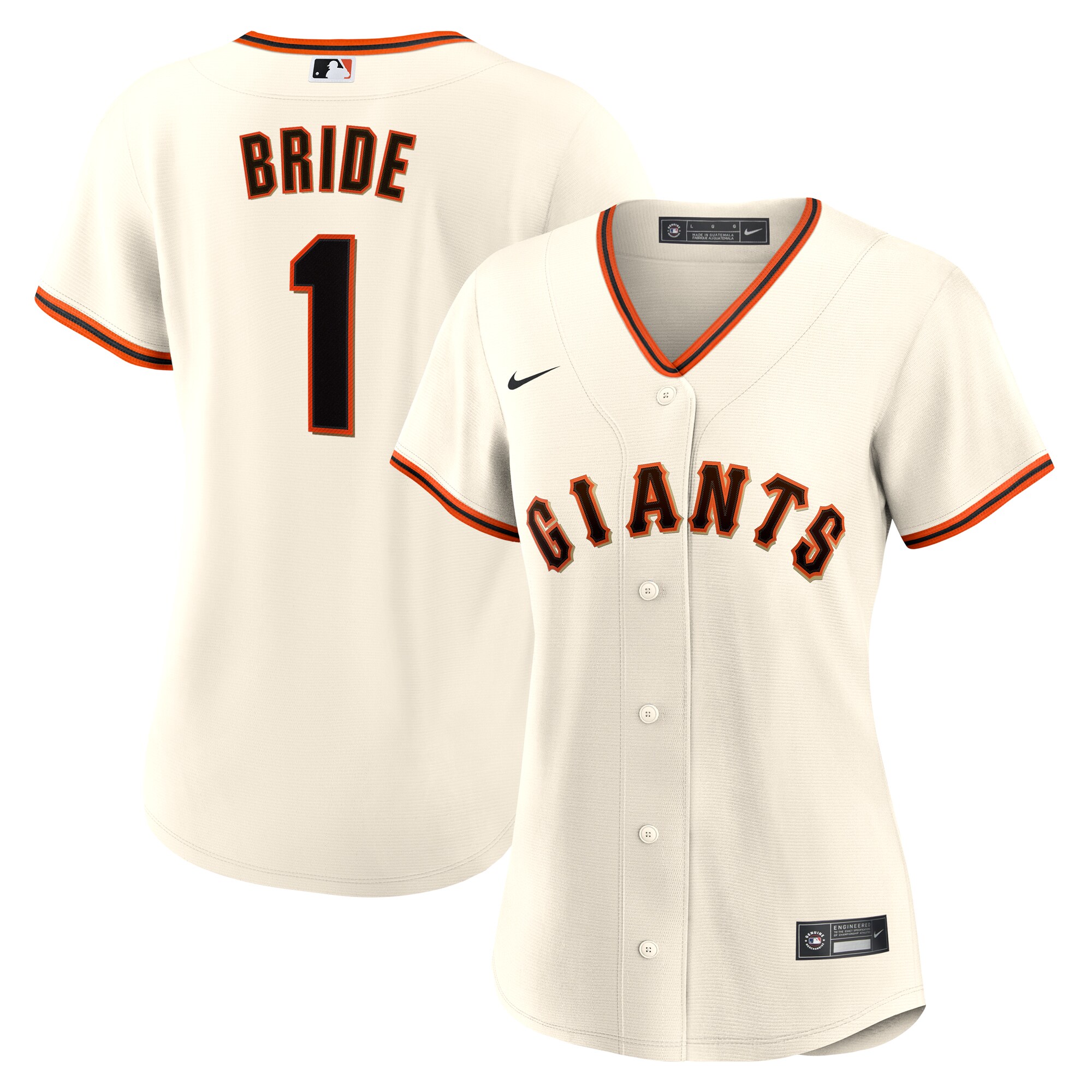 Women's San Francisco Giants White #1 Bride Home Jersey 