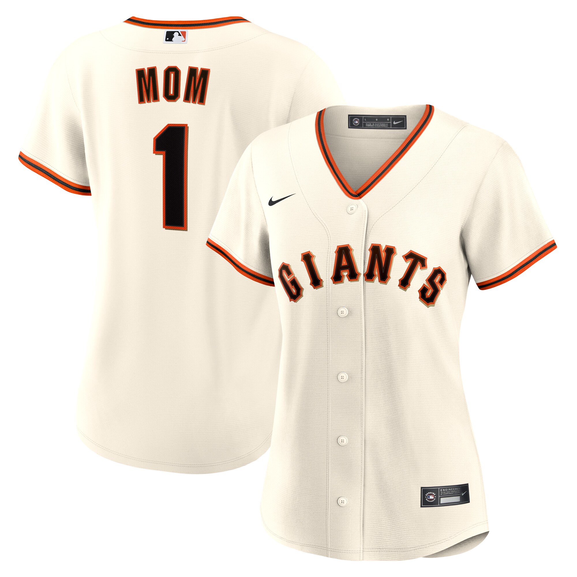 Women's San Francisco Giants White #1 Mom Home Jersey 