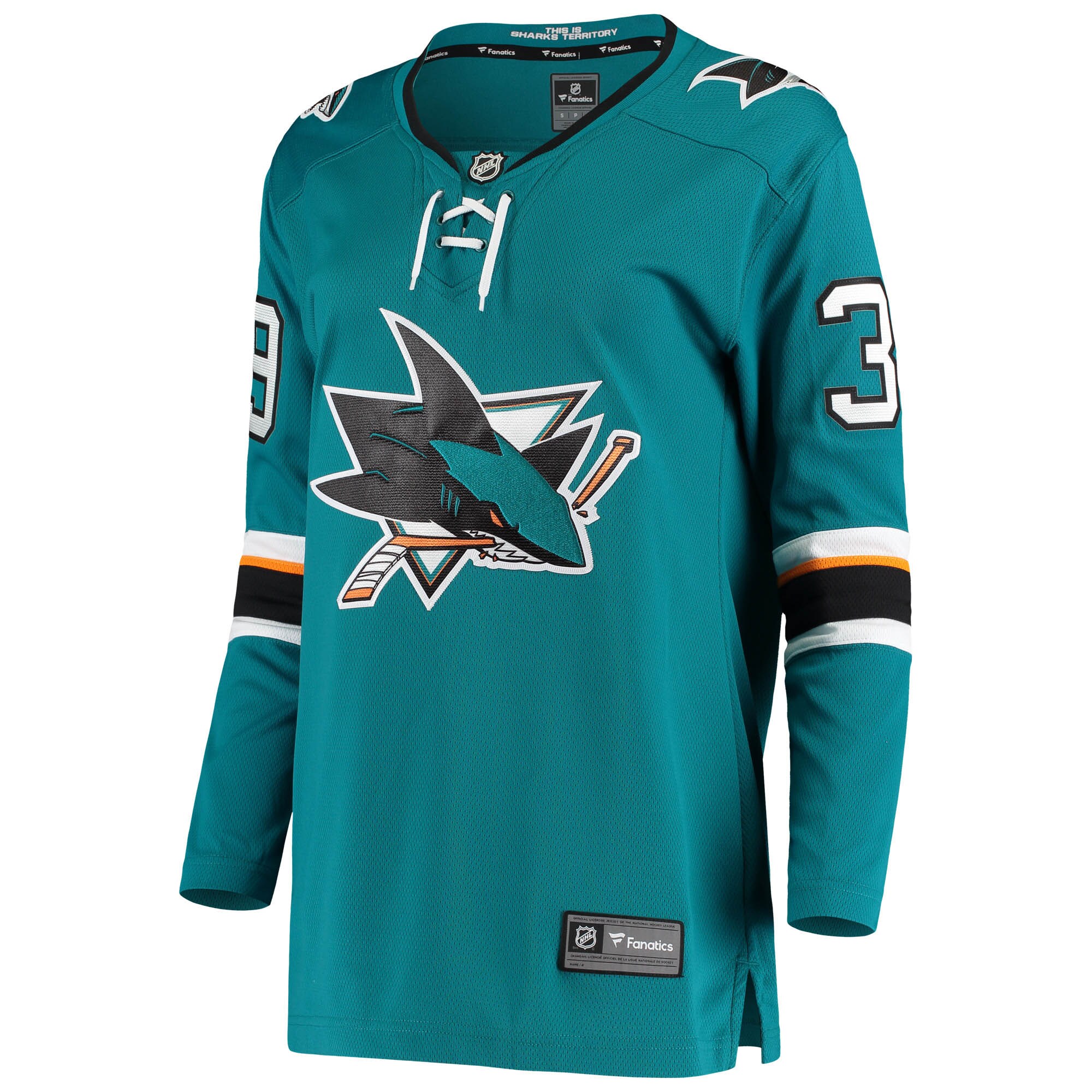 Alternative view of Women's San Jose Sharks Logan Couture Teal Breakaway Home Player Jersey - JS120 