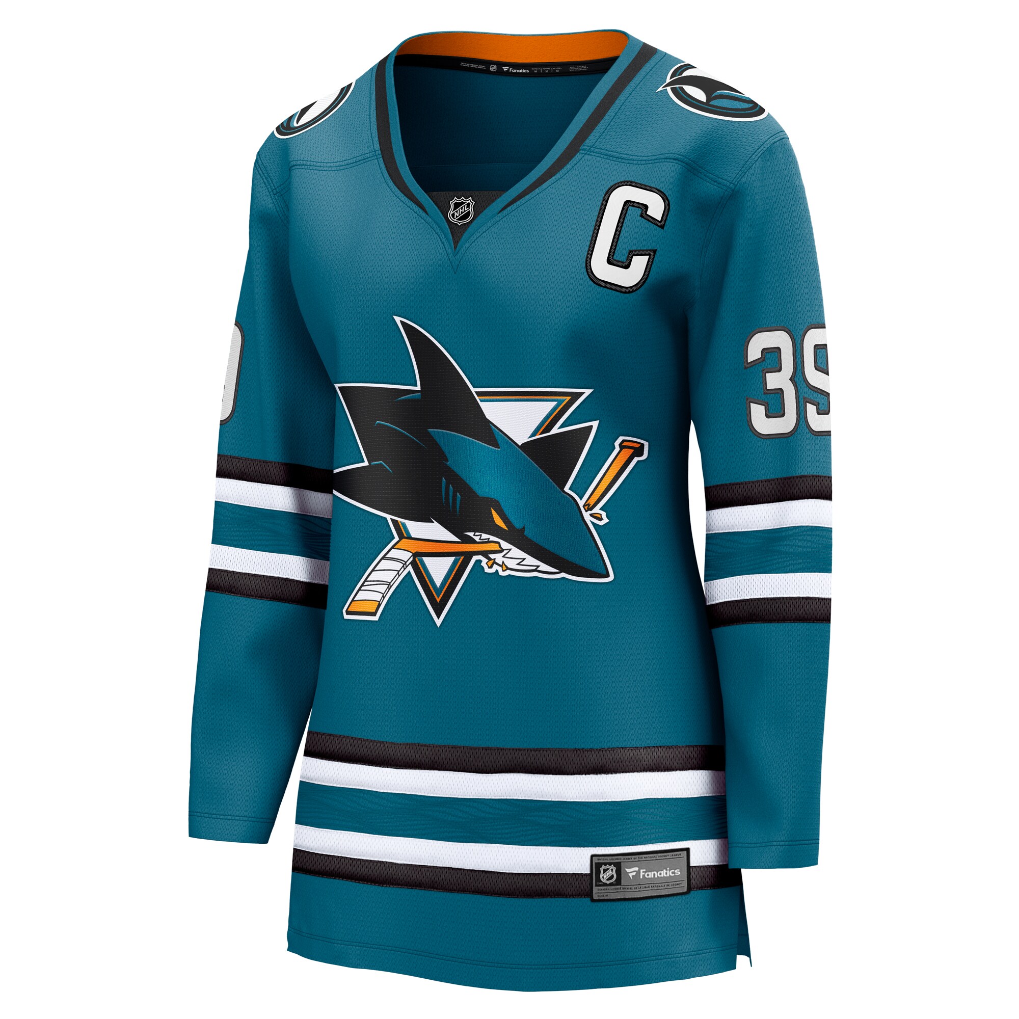 Alternative view of Women's San Jose Sharks Logan Couture Teal Home Breakaway Player Jersey - JS514 