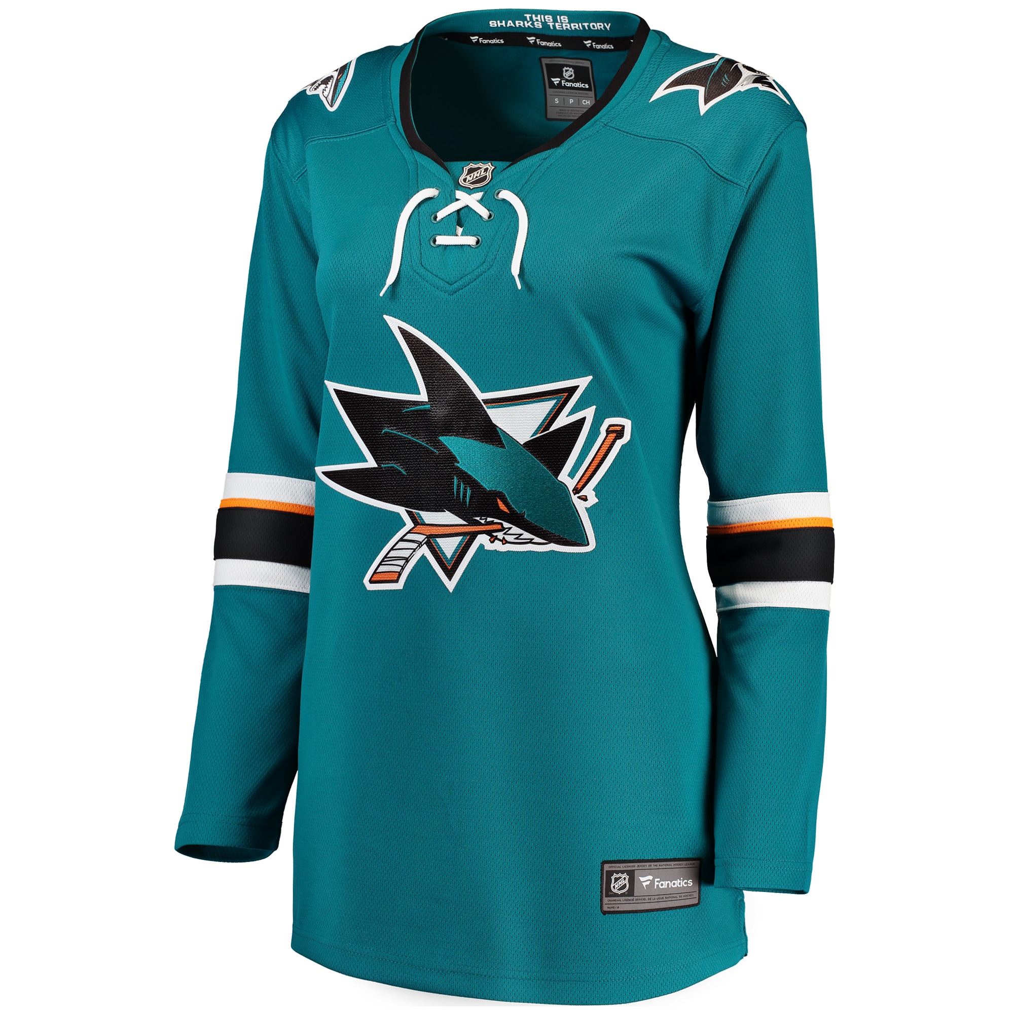 Alternative view of Women's San Jose Sharks Teal Breakaway Home Jersey - JS498 