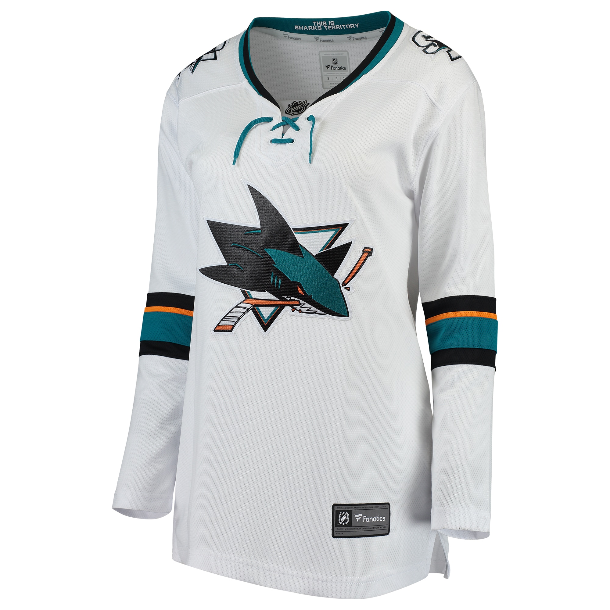 Alternative view of Women's San Jose Sharks White Away Breakaway Jersey - JS302 