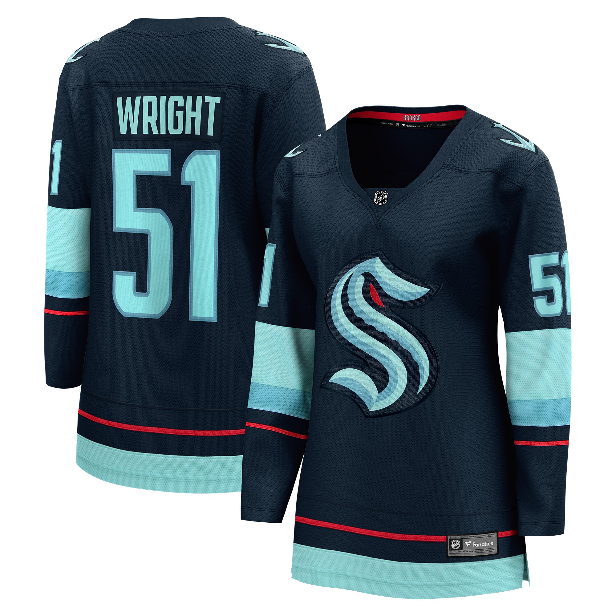 Women's Seattle Kraken Shane Wright Deep Sea Blue Home Breakaway Jersey - JS173 