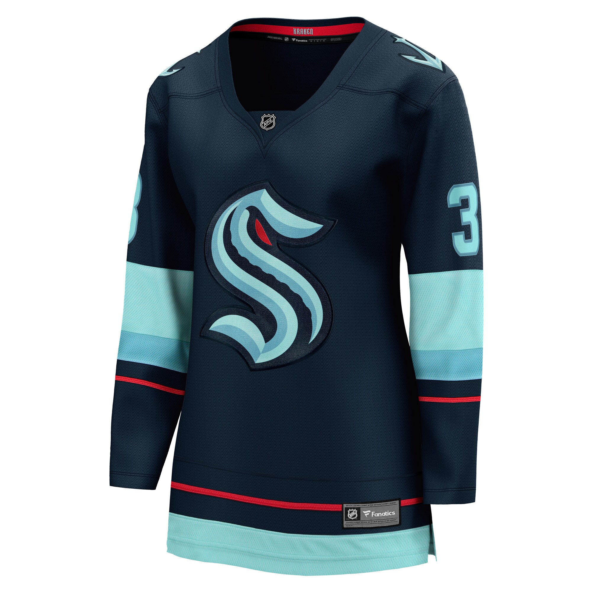 Alternative view of Women's Seattle Kraken Will Borgen Deep Sea Blue Home Breakaway Player Jersey - JS313 