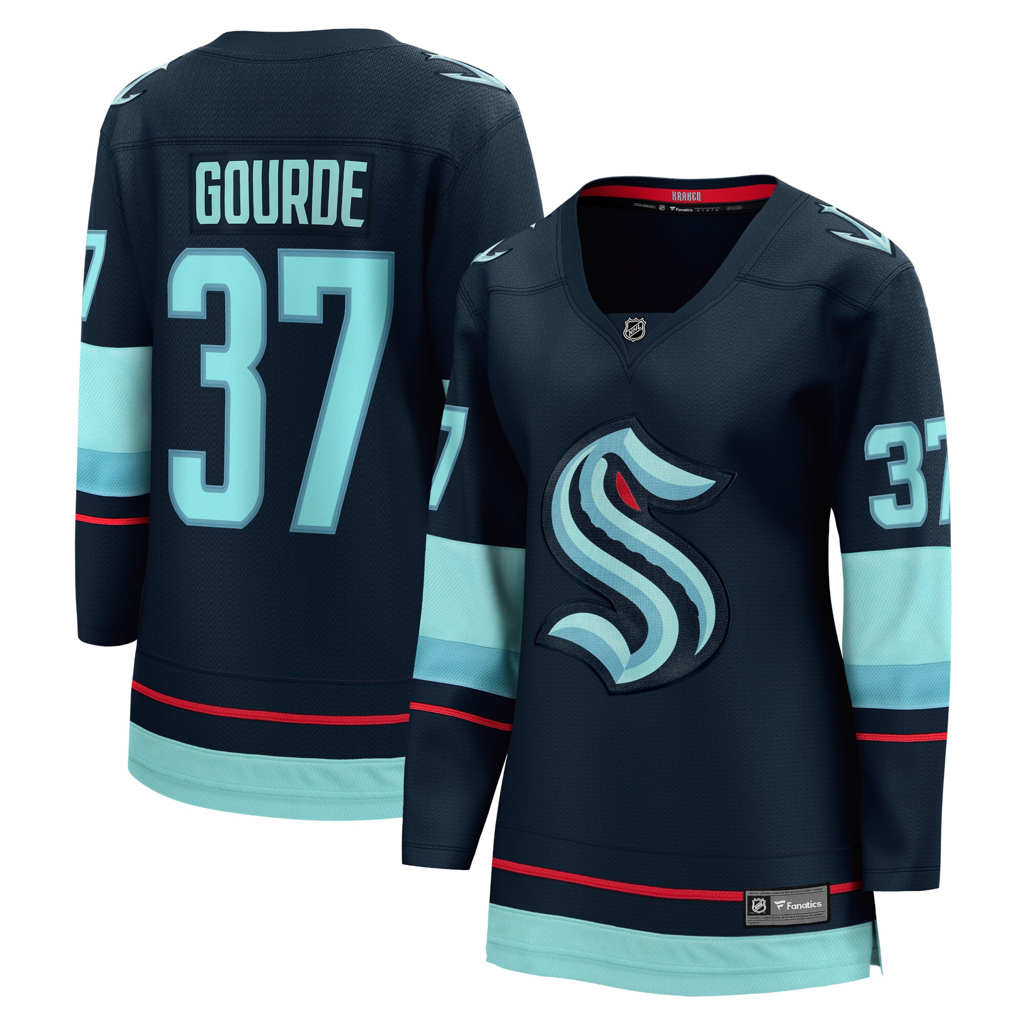 Women's Seattle Kraken Yanni Gourde Navy Home Breakaway Player Jersey - JS870 