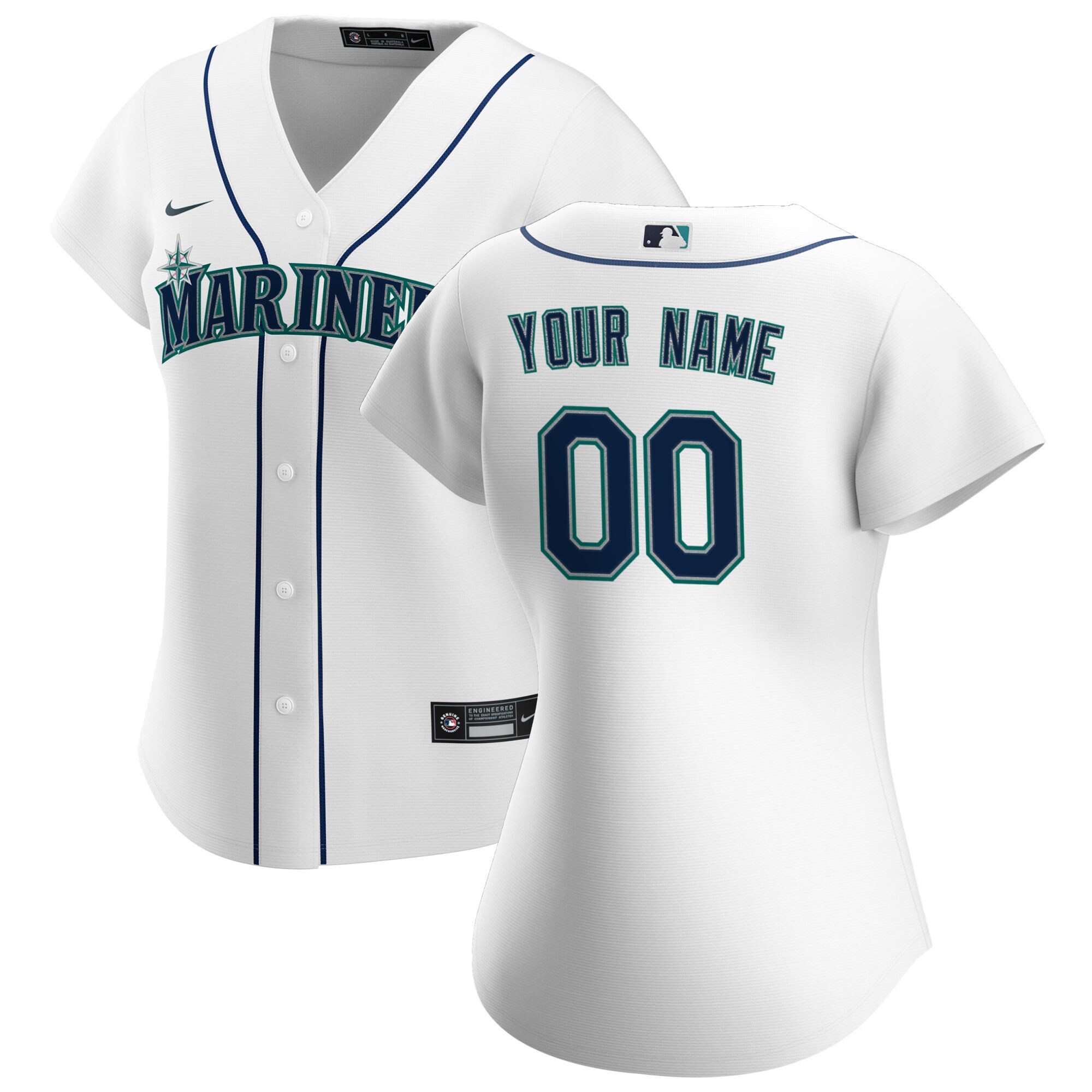 Women's Seattle Mariners White Home Custom Jersey 