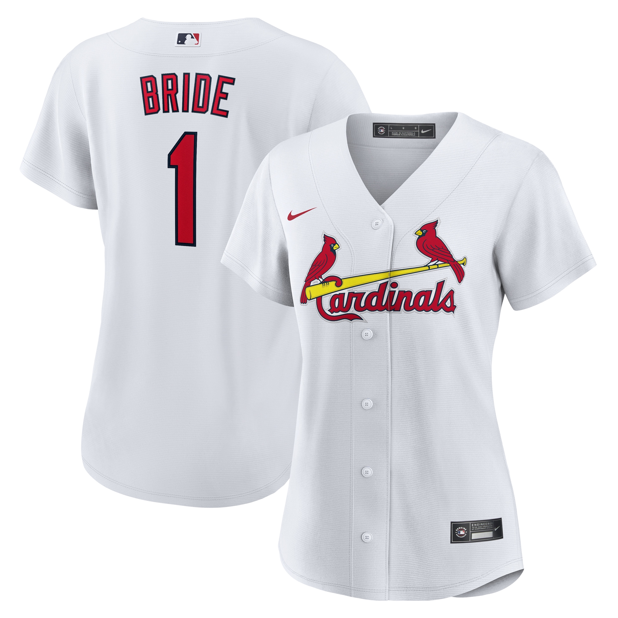Women's St. Louis Cardinals White #1 Bride Home Jersey 