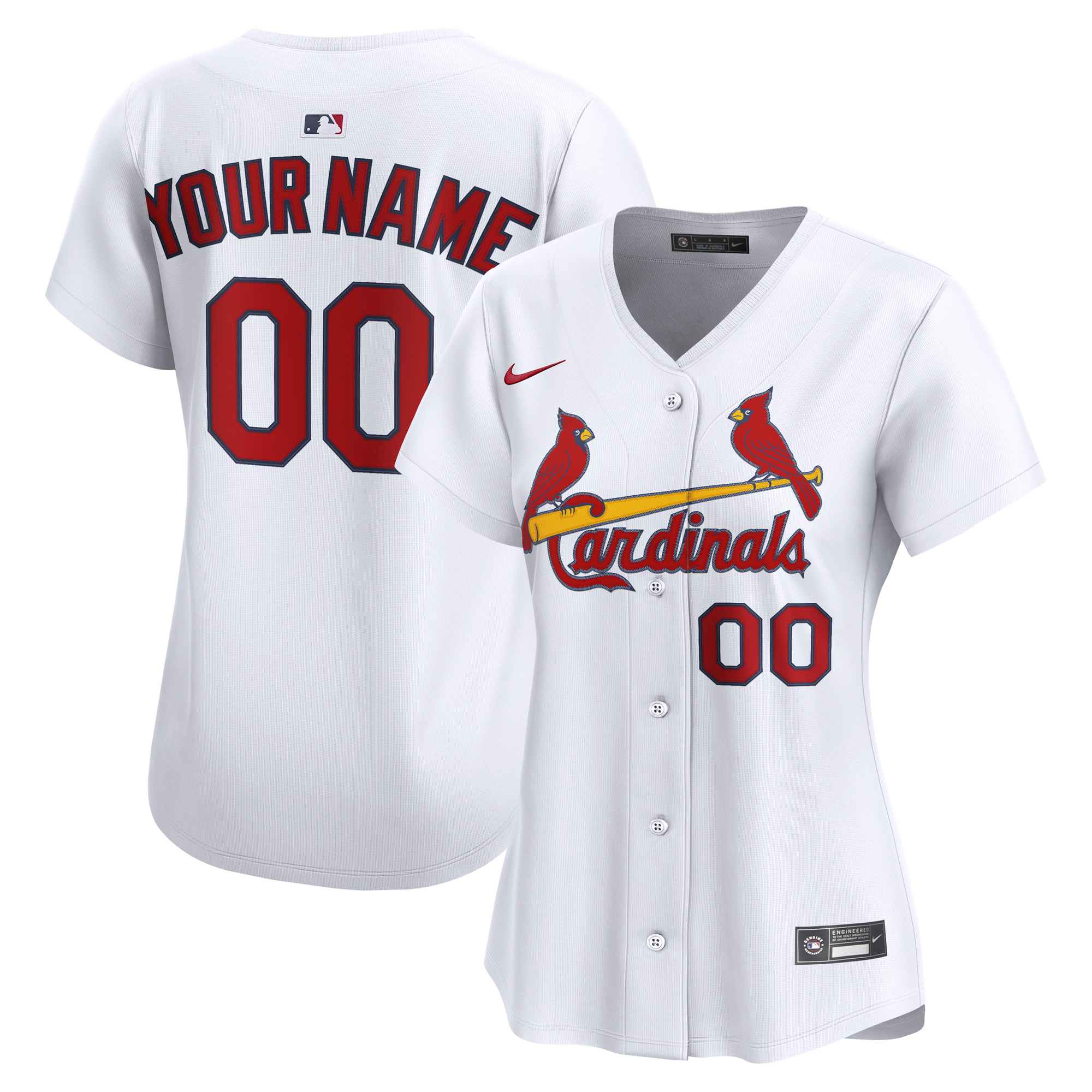 Women's St. Louis Cardinals White Home Limited Custom Jersey 
